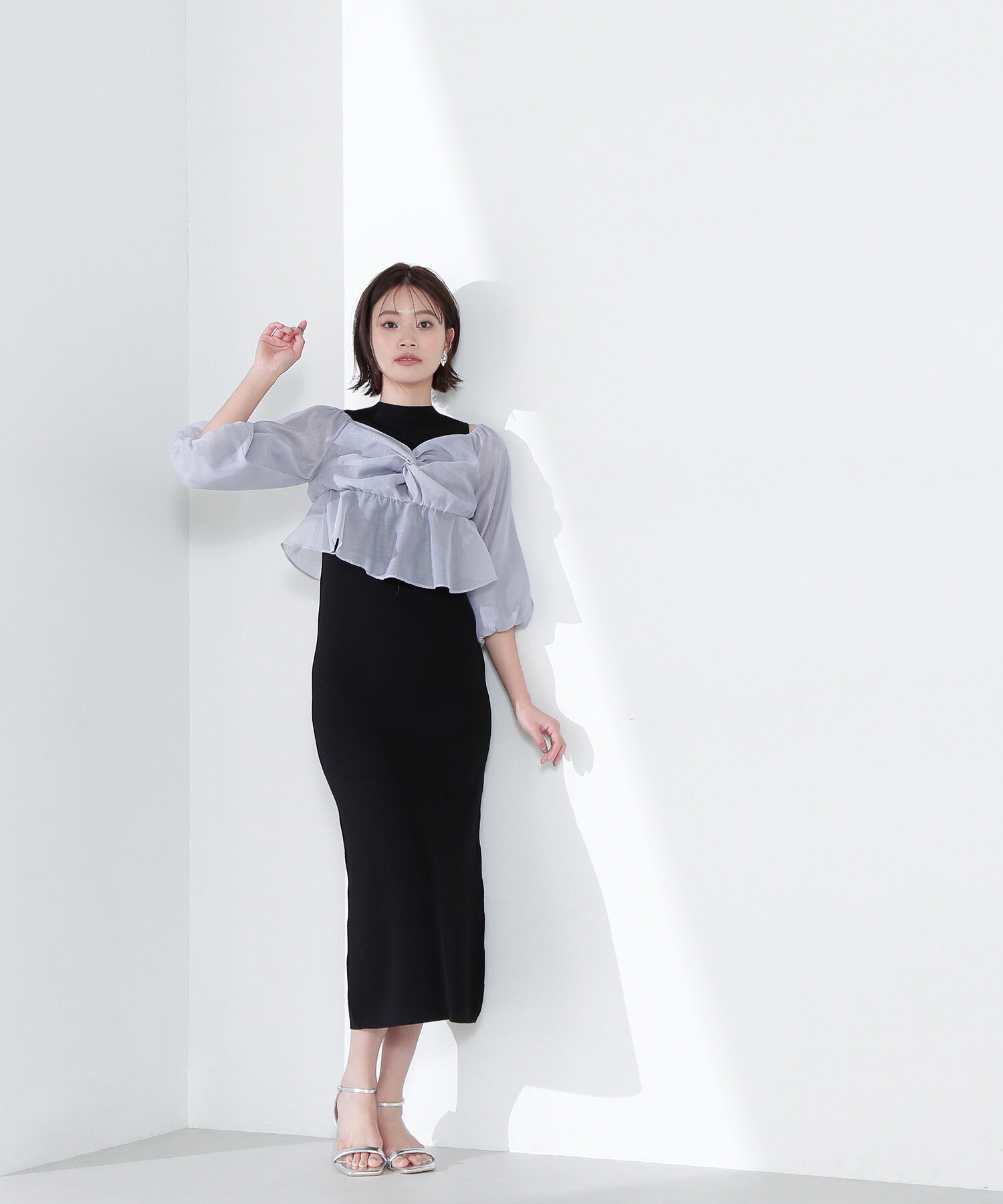  「シアーブラウス＆ニットワンピース」|ワンピース|