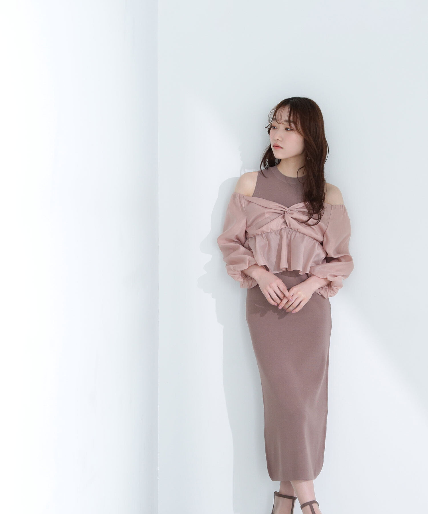  「シアーブラウス＆ニットワンピース」|ワンピース|