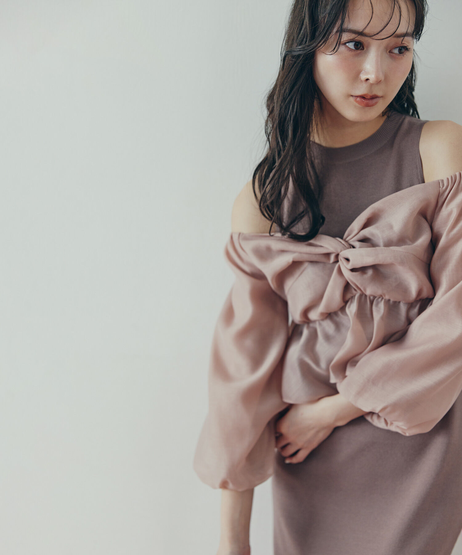  「シアーブラウス＆ニットワンピース」|ワンピース|