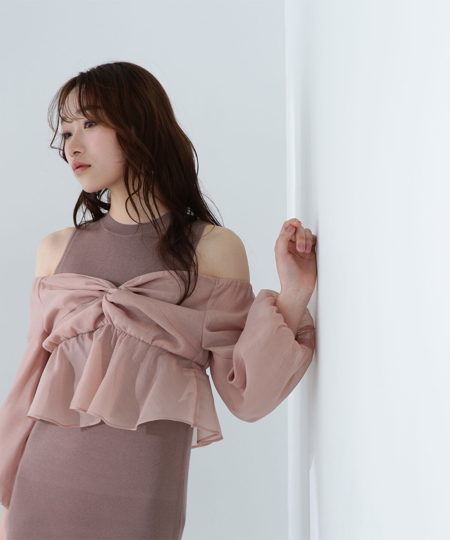  「シアーブラウス＆ニットワンピース」|ワンピース|