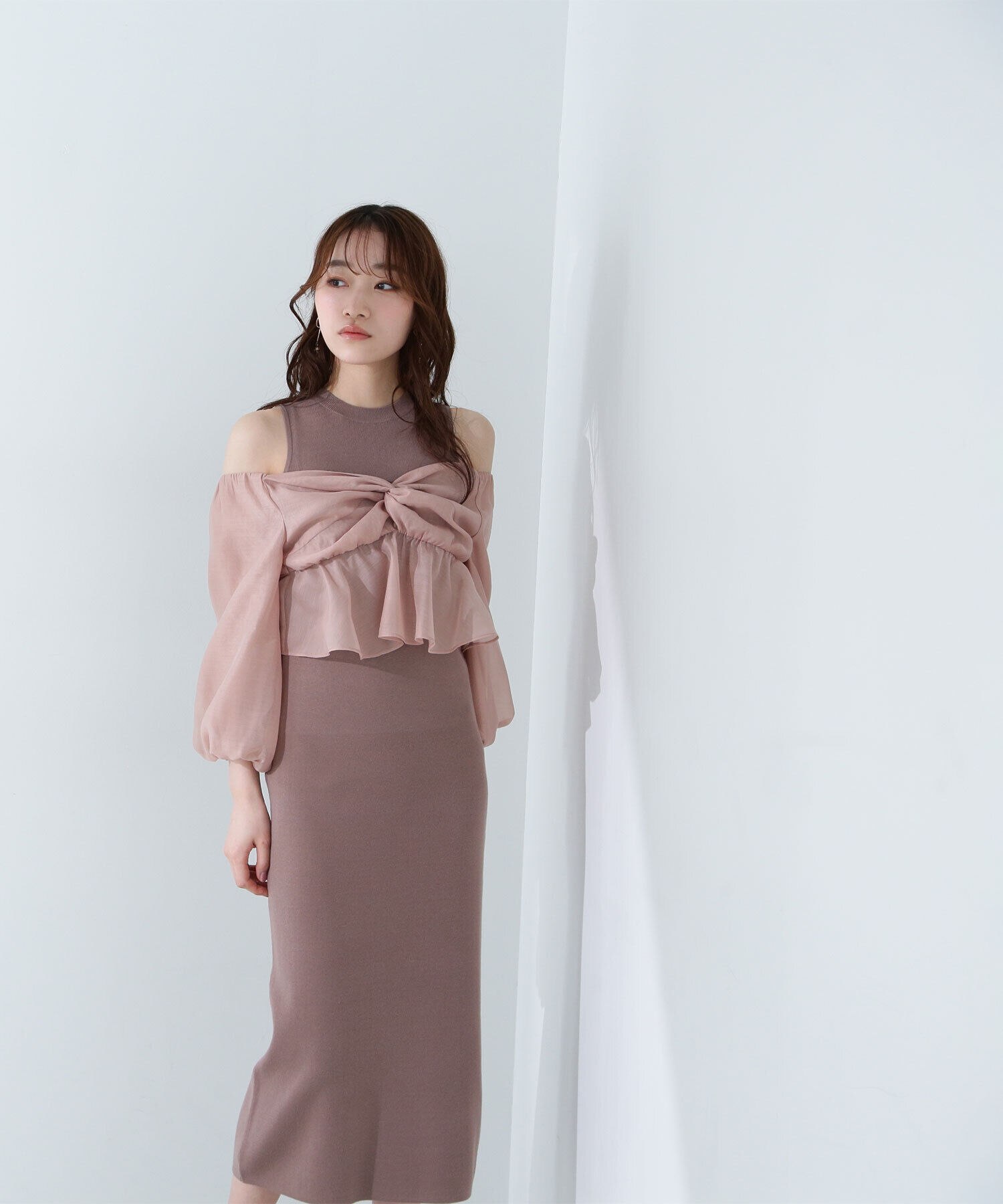  「シアーブラウス＆ニットワンピース」|ワンピース|