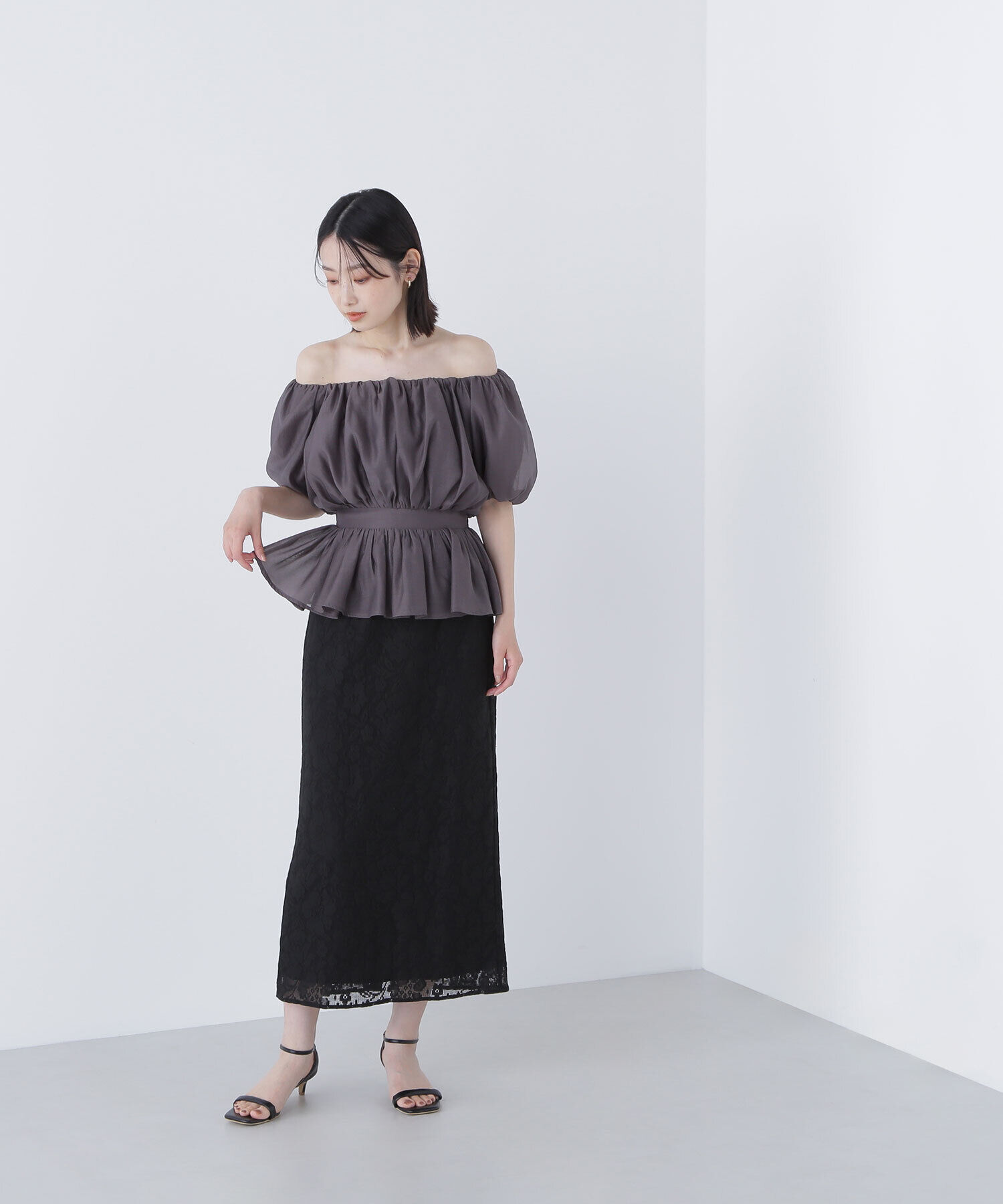  「メッシュレース SETUP ナロースカート」|スカート|