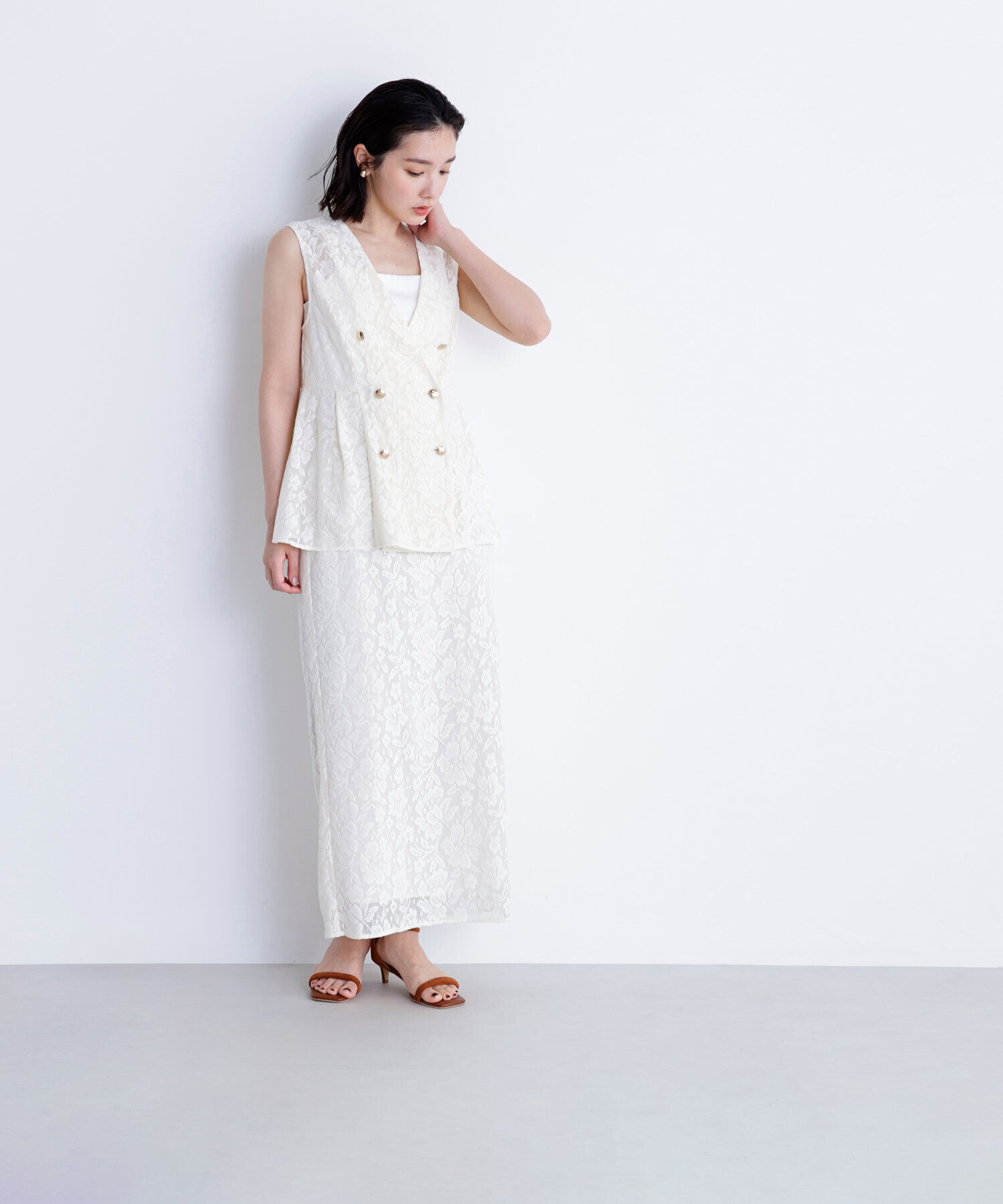  「メッシュレース SETUP ナロースカート」|スカート|