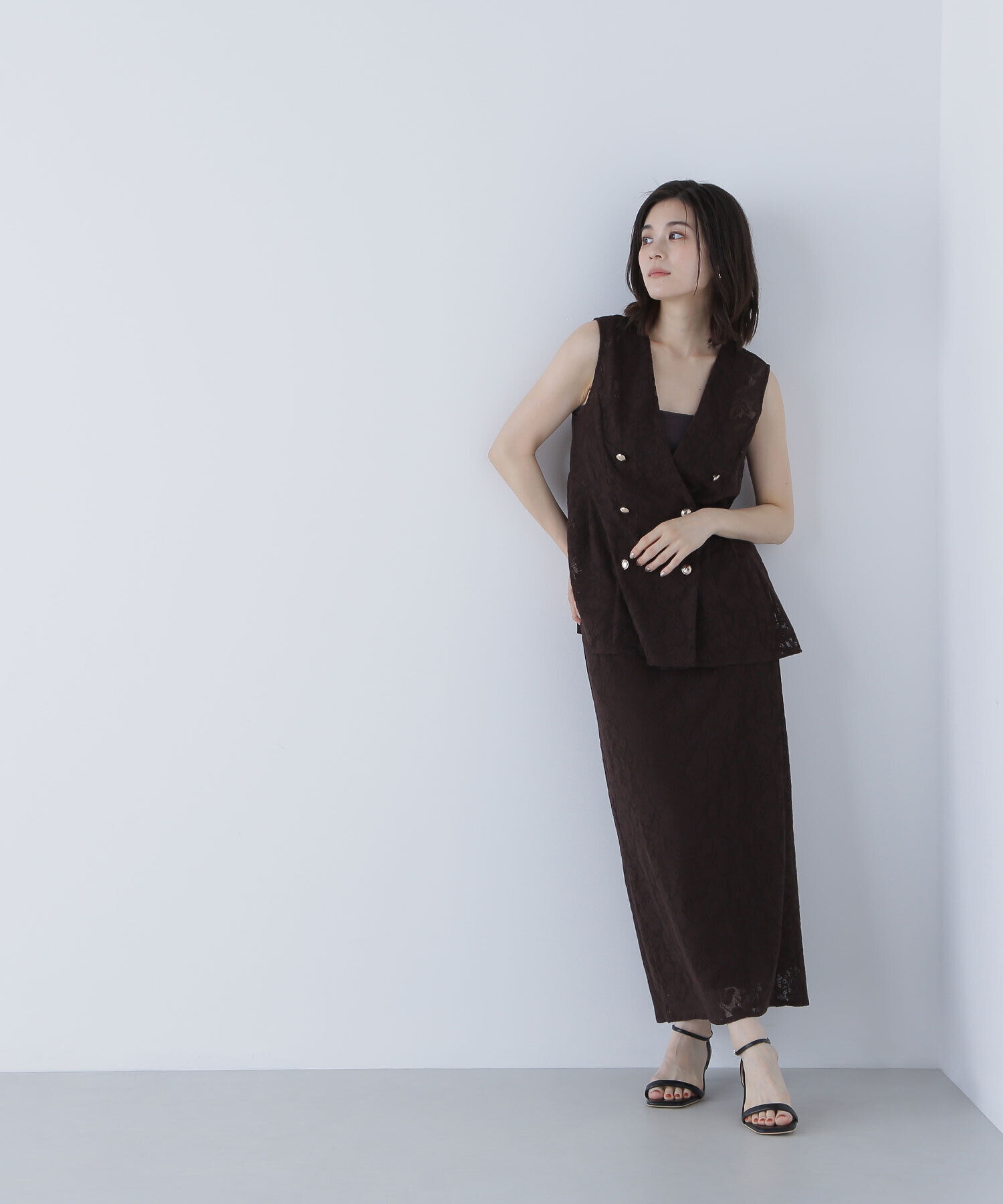  「メッシュレース SETUP ナロースカート」|スカート|