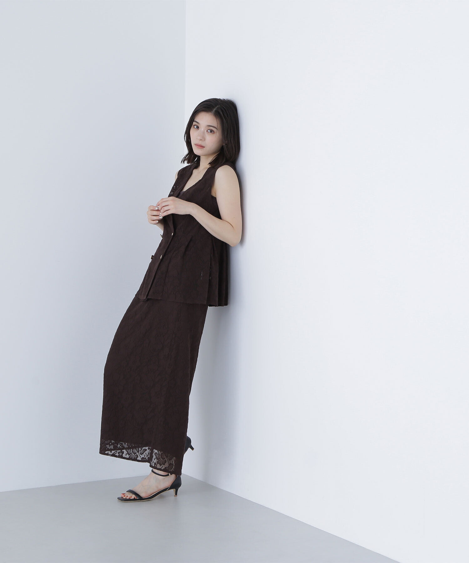  「メッシュレース SETUP ナロースカート」|スカート|