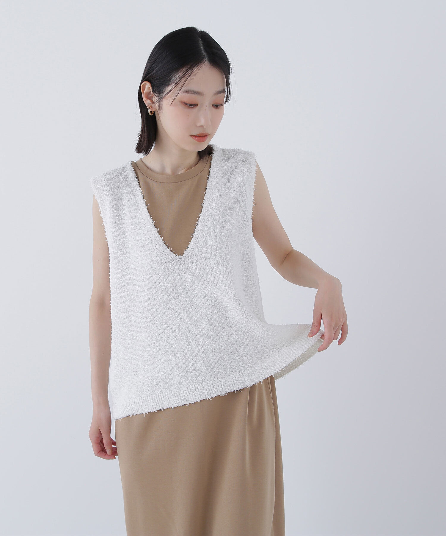  「Vネックニットベスト＆ナローワンピース」|ワンピース|