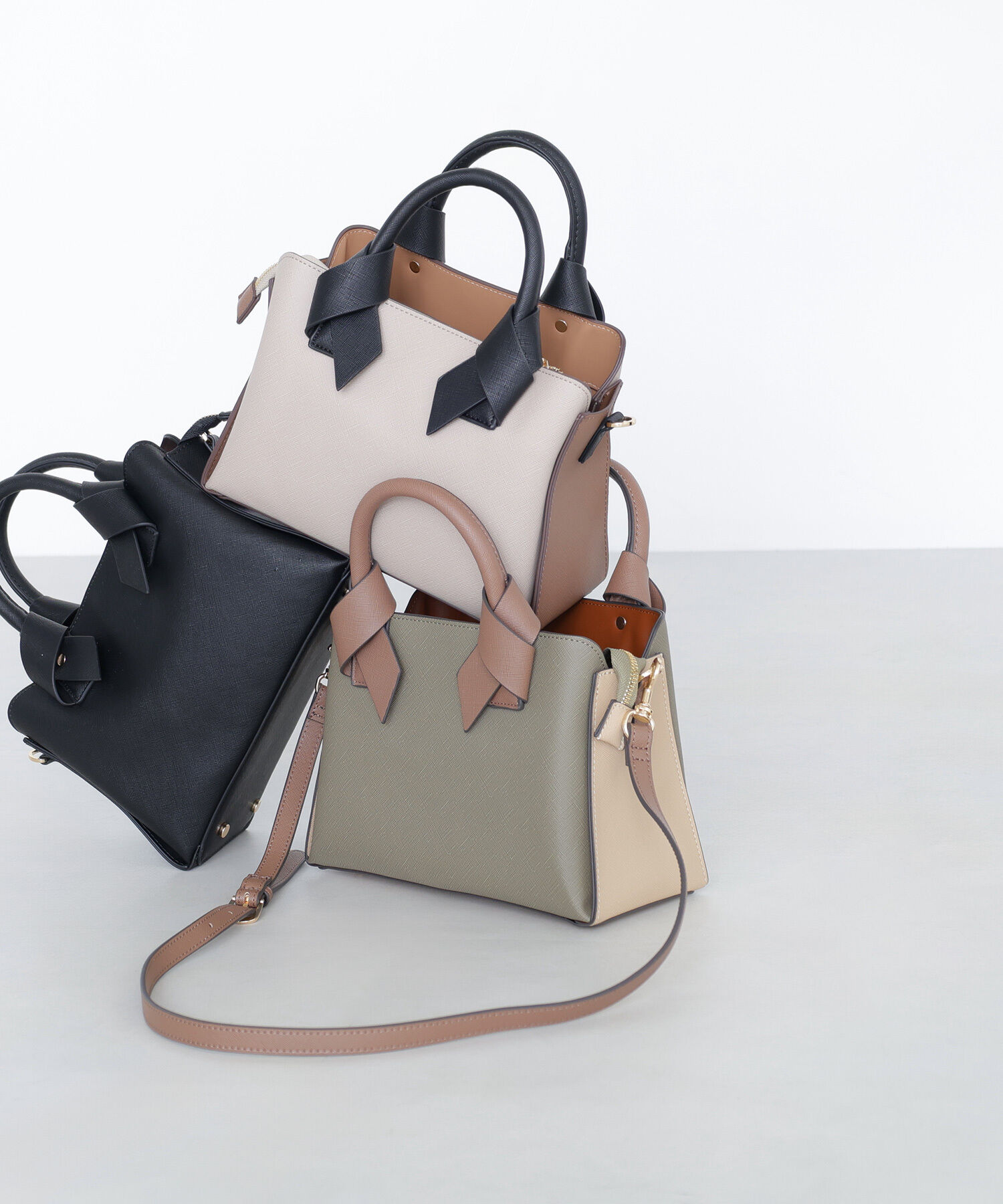  「ボクシーリボントートバッグ」|トートバッグ|カーキベース2