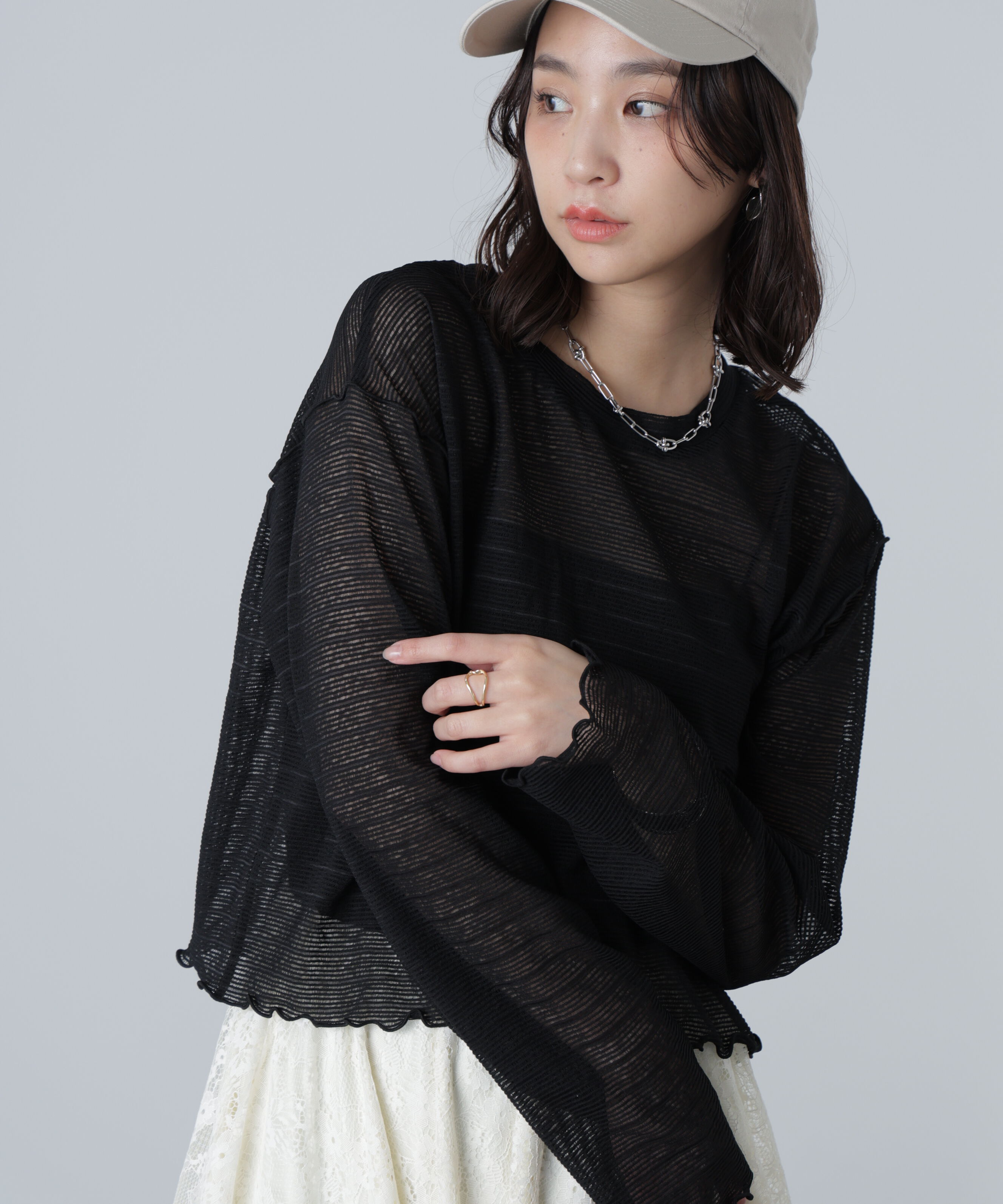  「前後２ＷＡＹシアーカットソーカーディガン」|Tシャツ・カットソー|