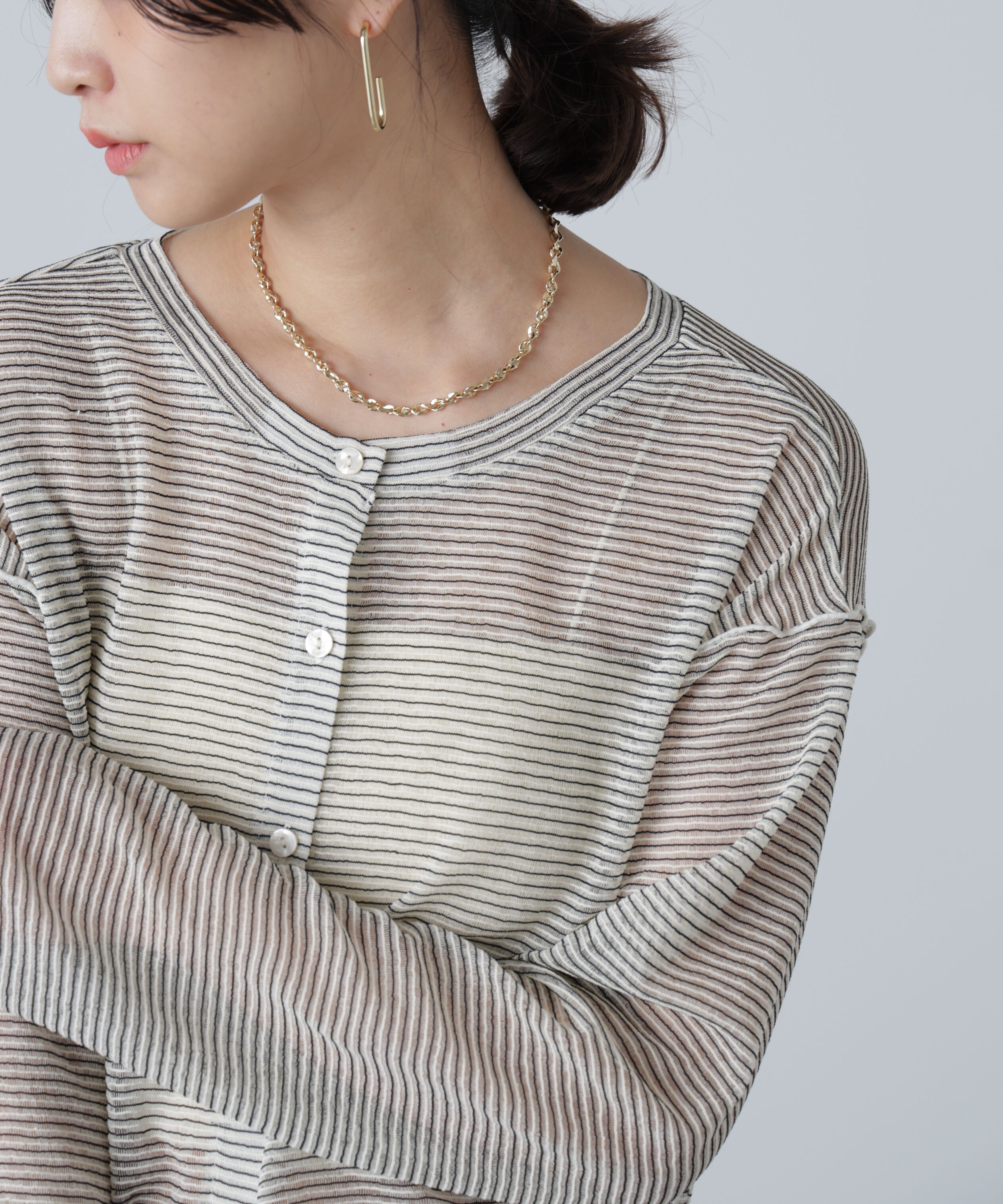  「前後２ＷＡＹシアーカットソーカーディガン」|Tシャツ・カットソー|