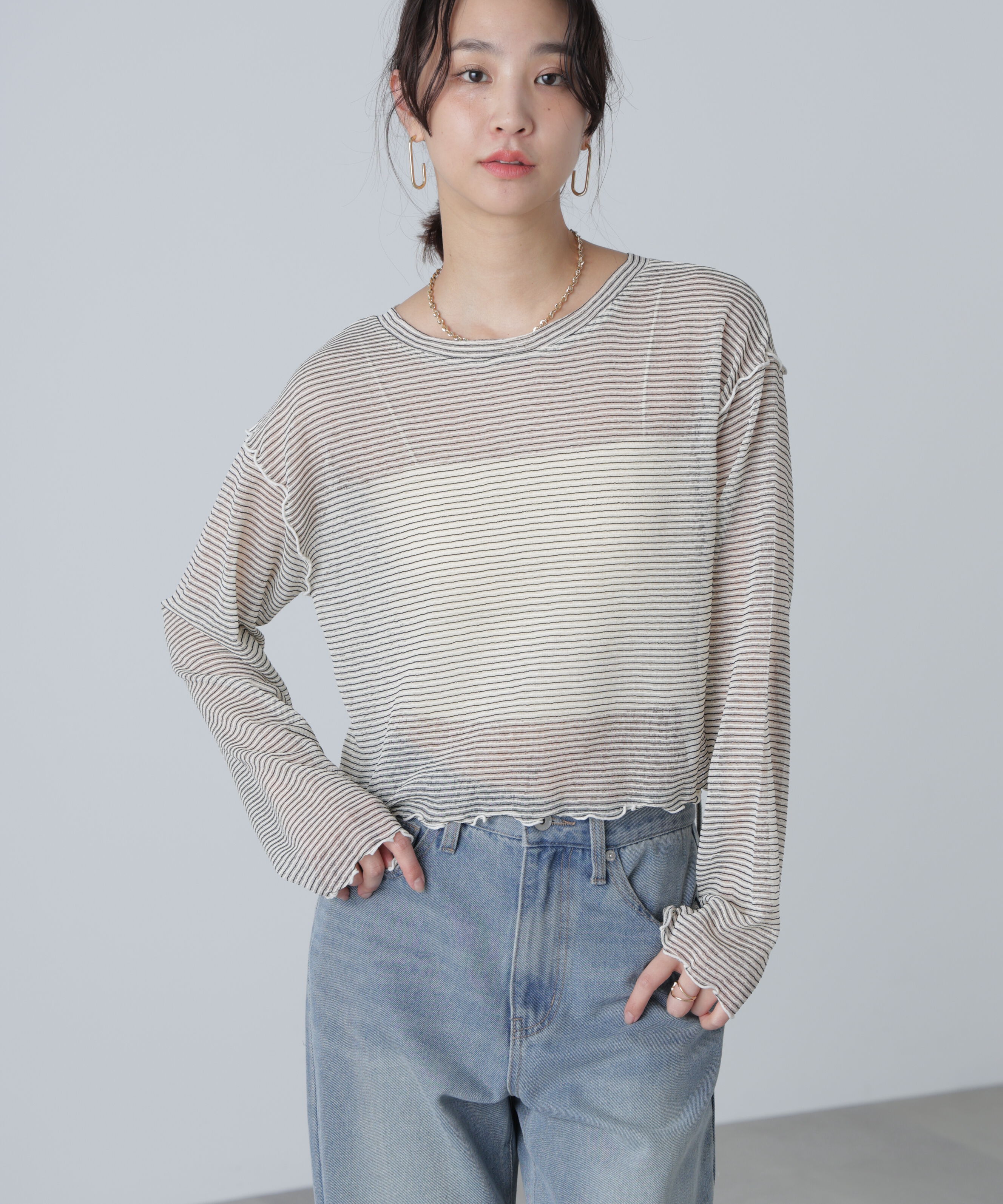  「前後２ＷＡＹシアーカットソーカーディガン」|Tシャツ・カットソー|