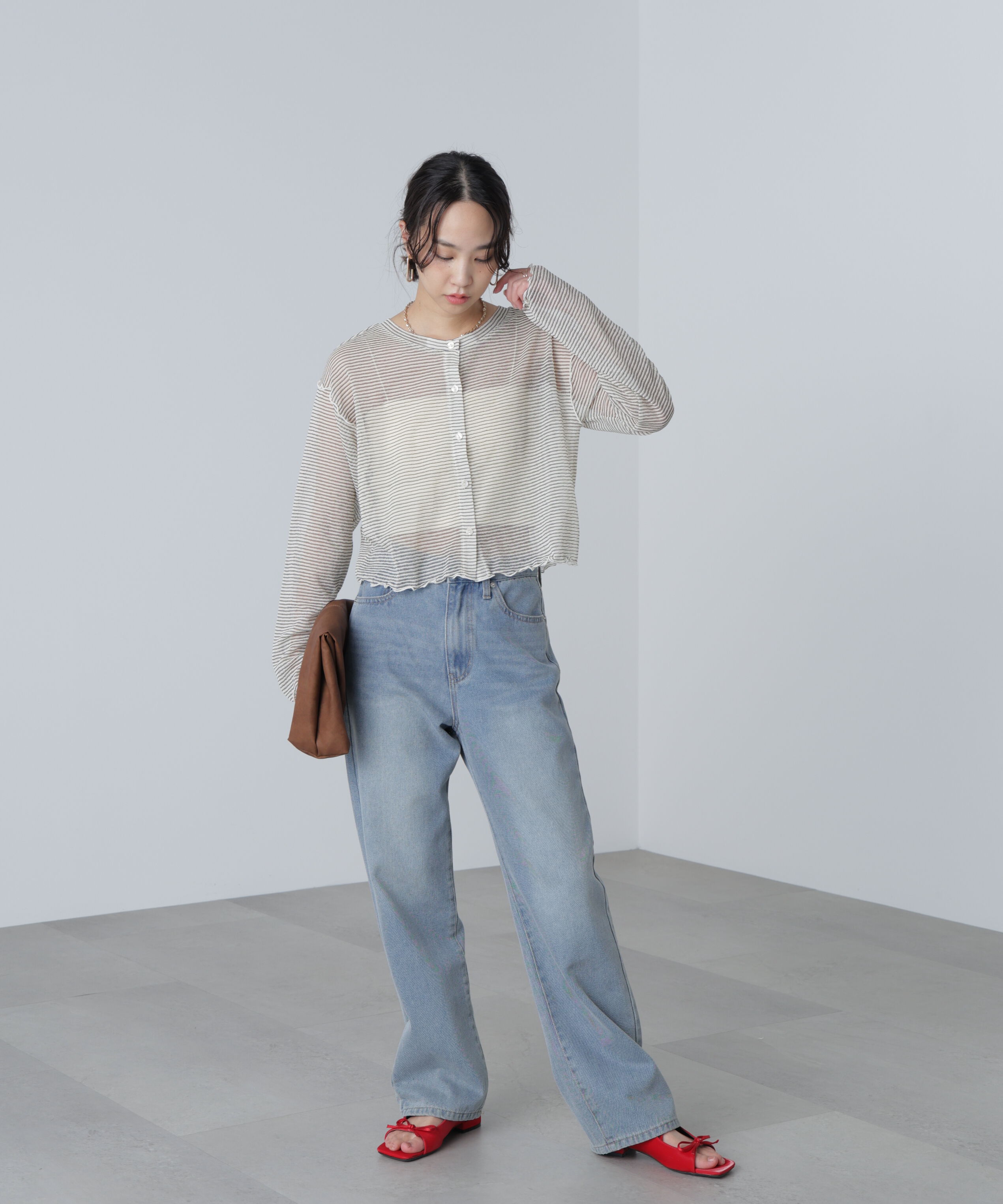  「前後２ＷＡＹシアーカットソーカーディガン」|Tシャツ・カットソー|