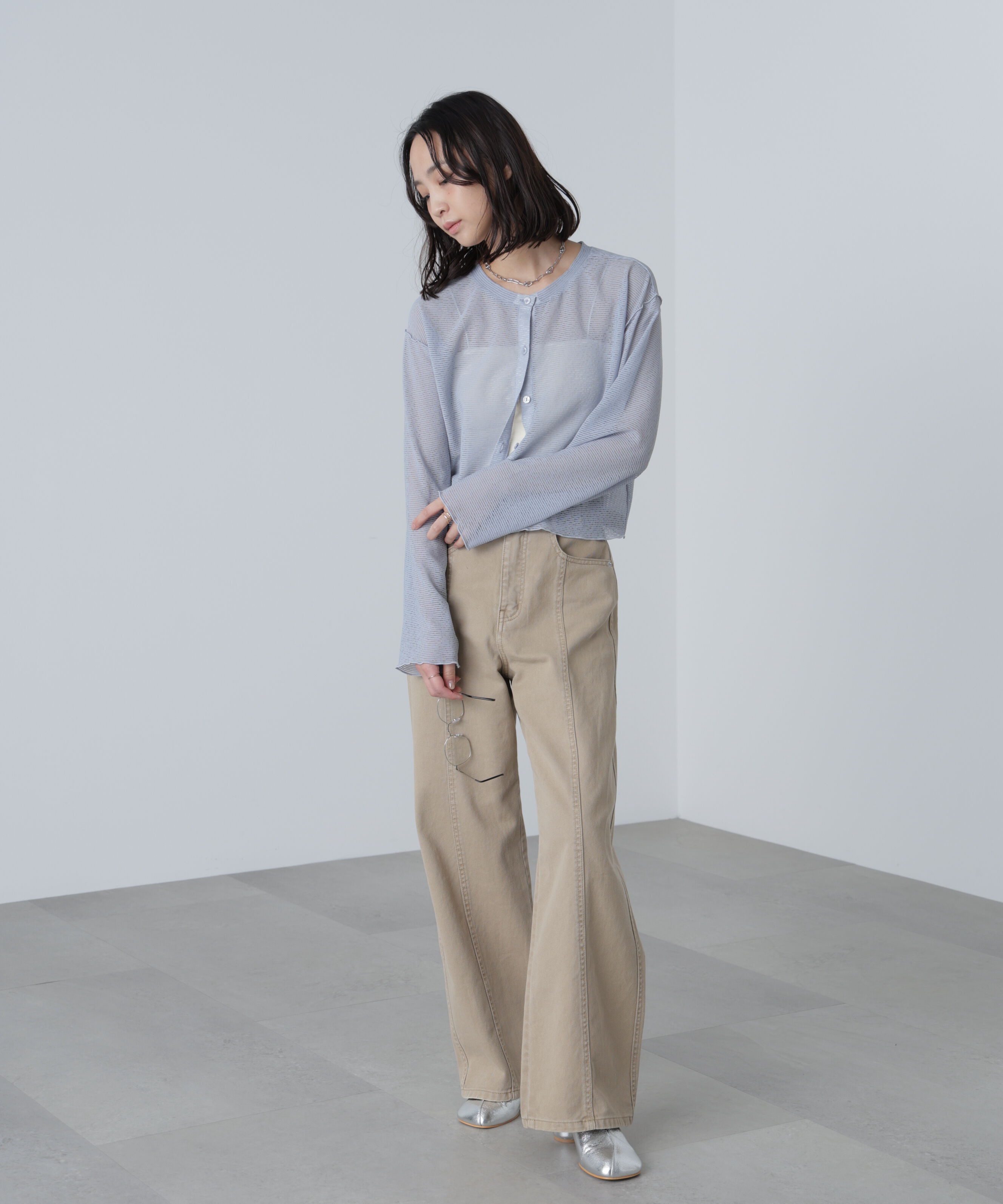  「前後２ＷＡＹシアーカットソーカーディガン」|Tシャツ・カットソー|