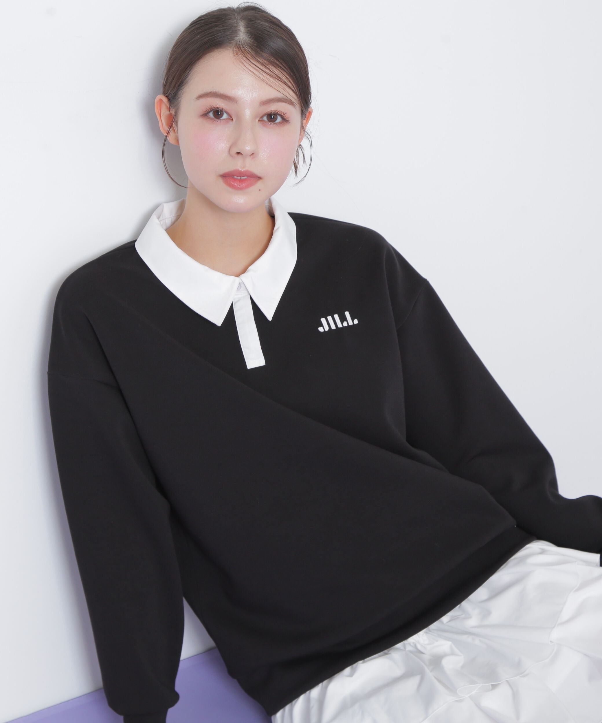  「ポロ衿スウェットフリルミニセットアップ」|ワンピース|