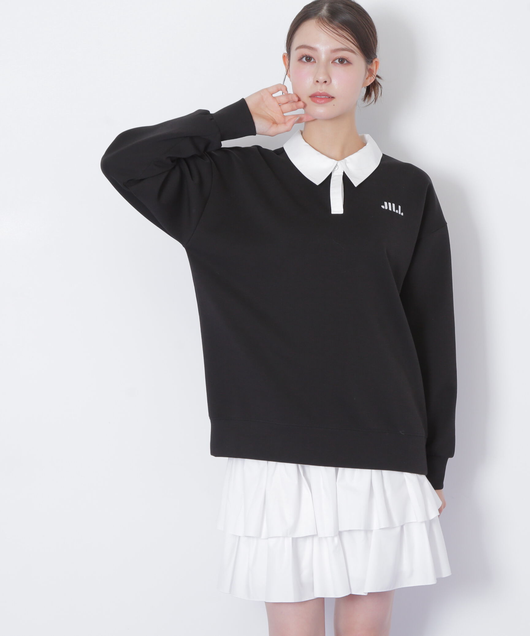  「ポロ衿スウェットフリルミニセットアップ」|ワンピース|