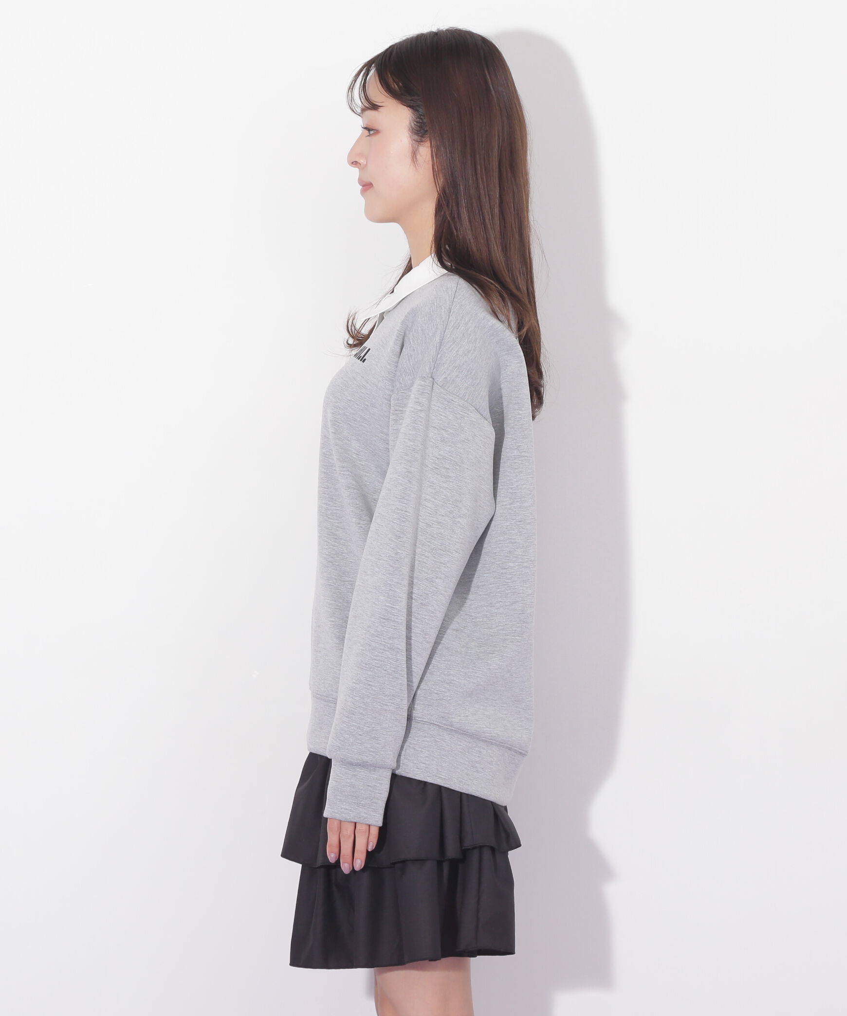  「ポロ衿スウェットフリルミニセットアップ」|ワンピース|