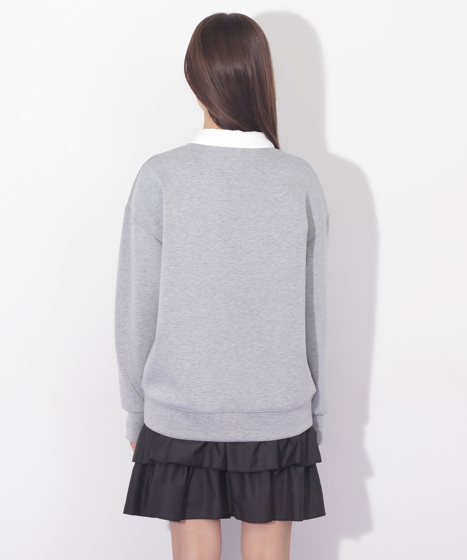  「ポロ衿スウェットフリルミニセットアップ」|ワンピース|