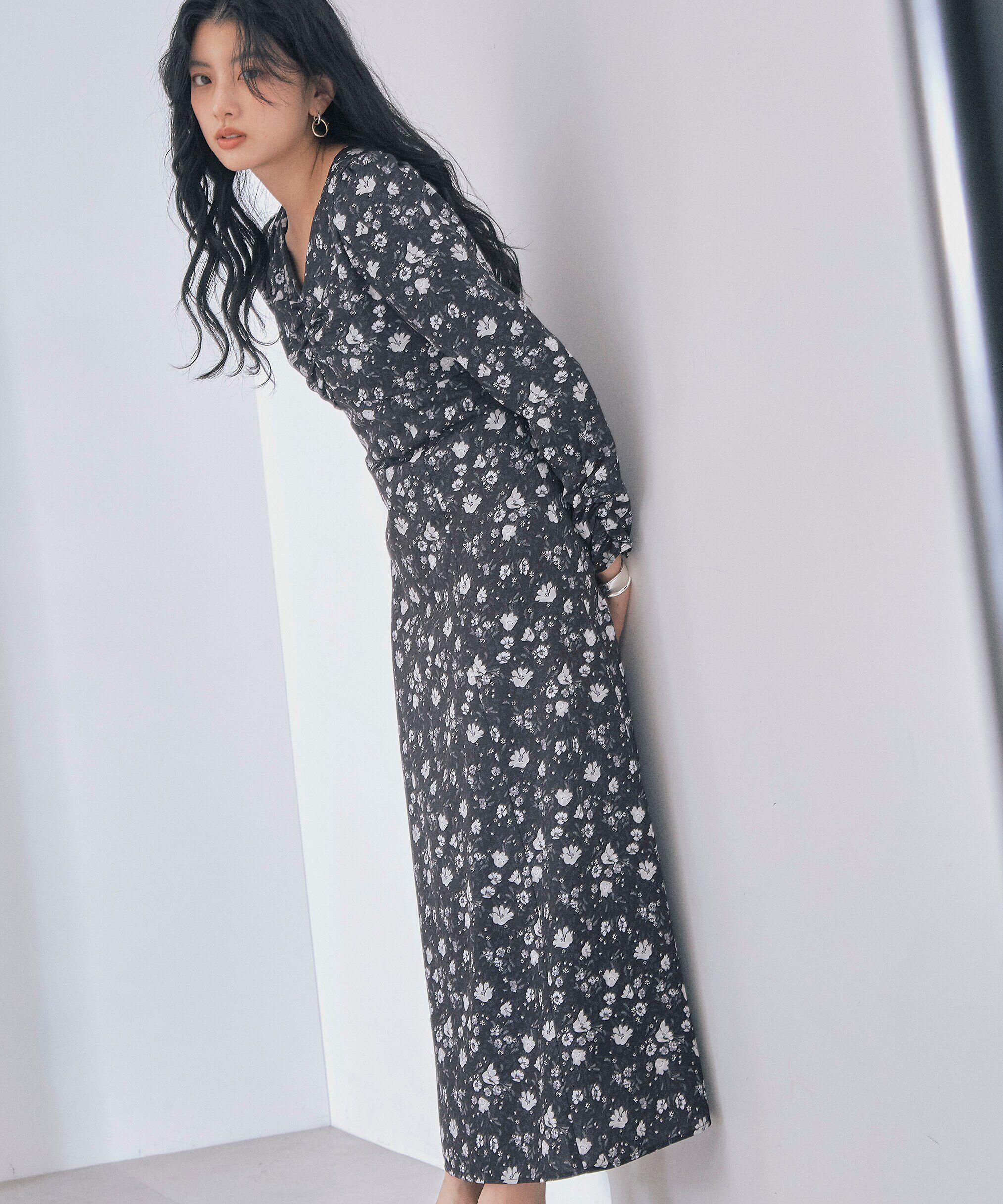 PROPORTION BODY DRESSING「フラワープリントワンピース」|ワンピース|ブラック