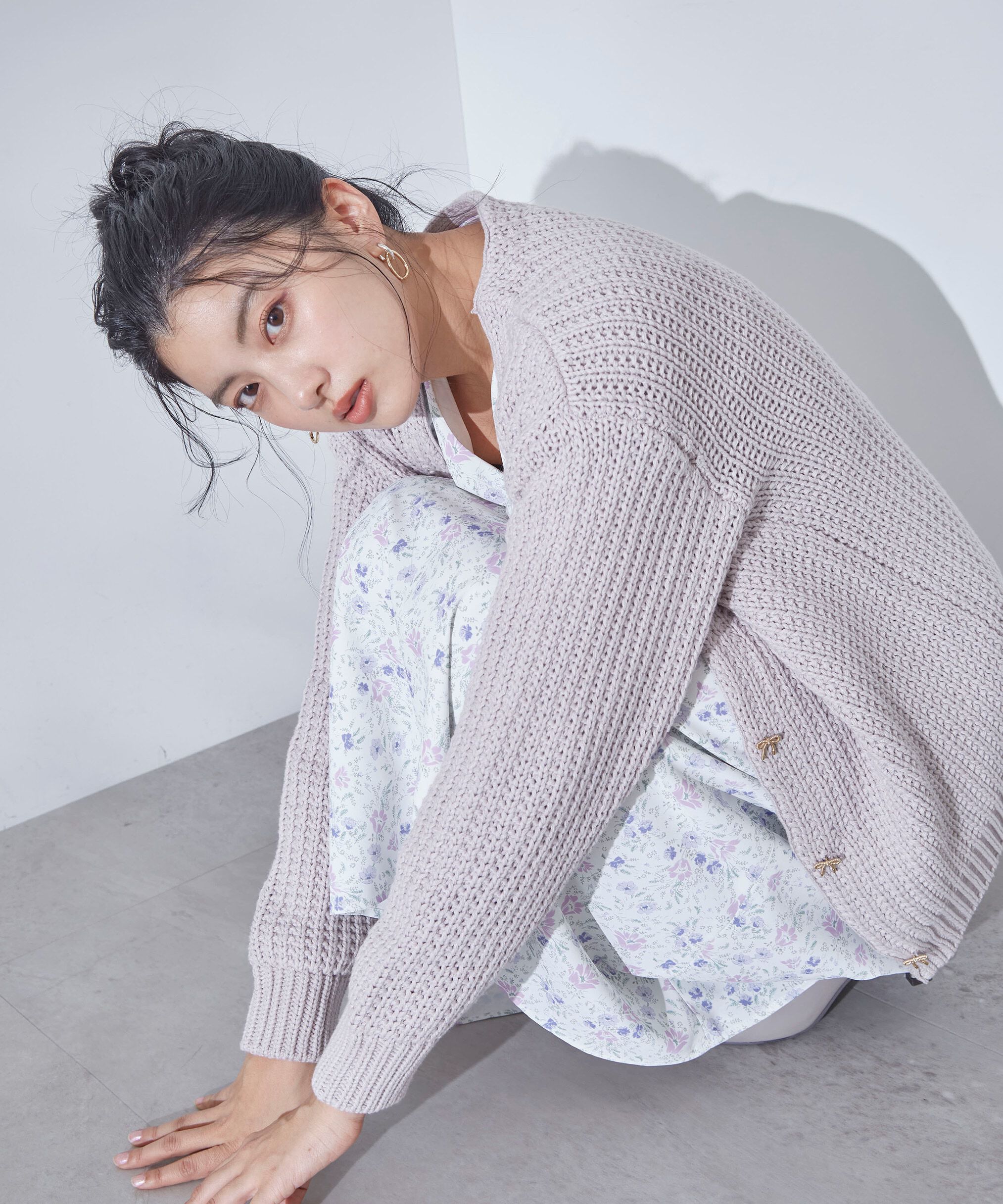 PROPORTION BODY DRESSING「透かし編みミドルカーディガン」|カーディガン|