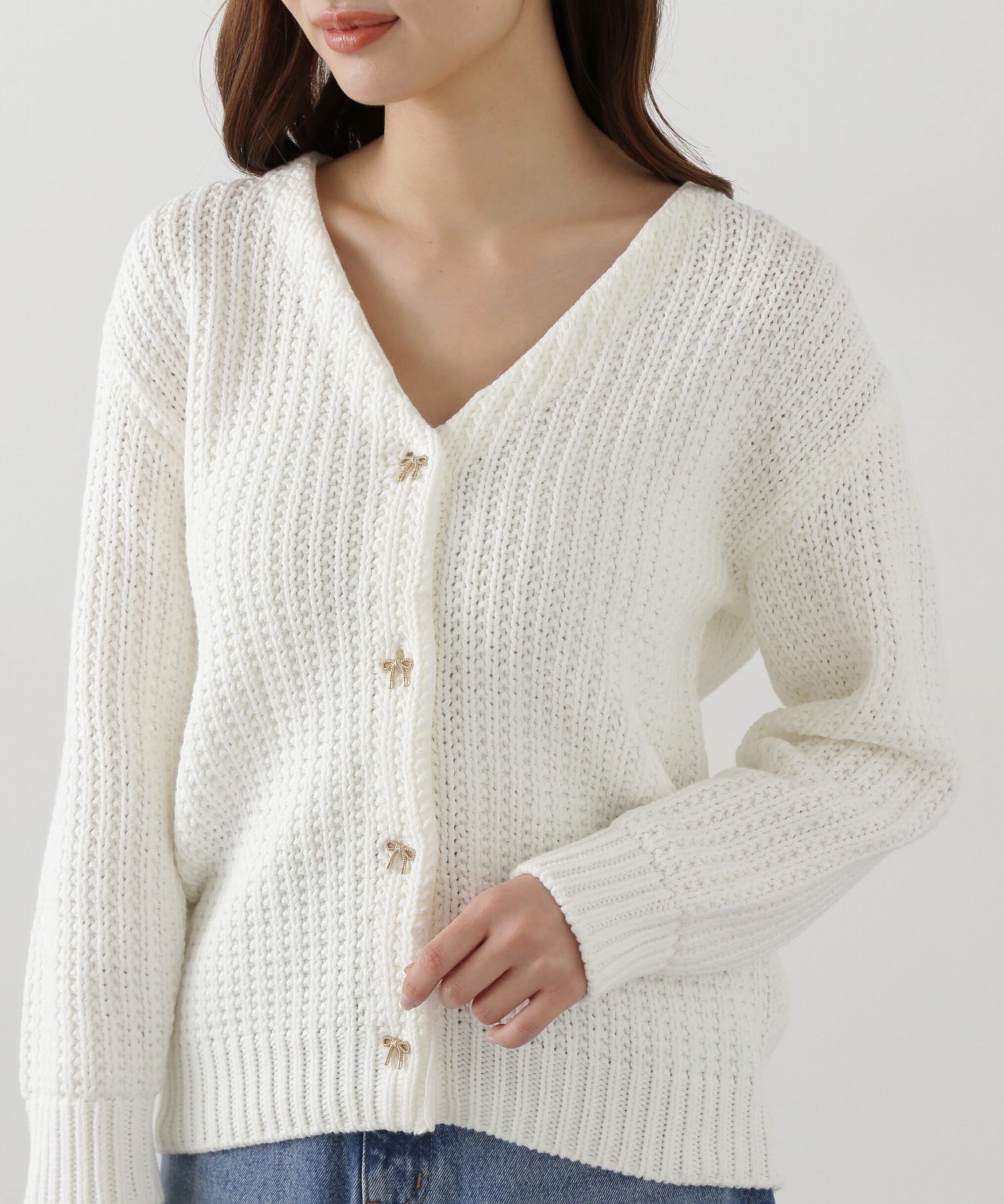 PROPORTION BODY DRESSING「透かし編みミドルカーディガン」|カーディガン|