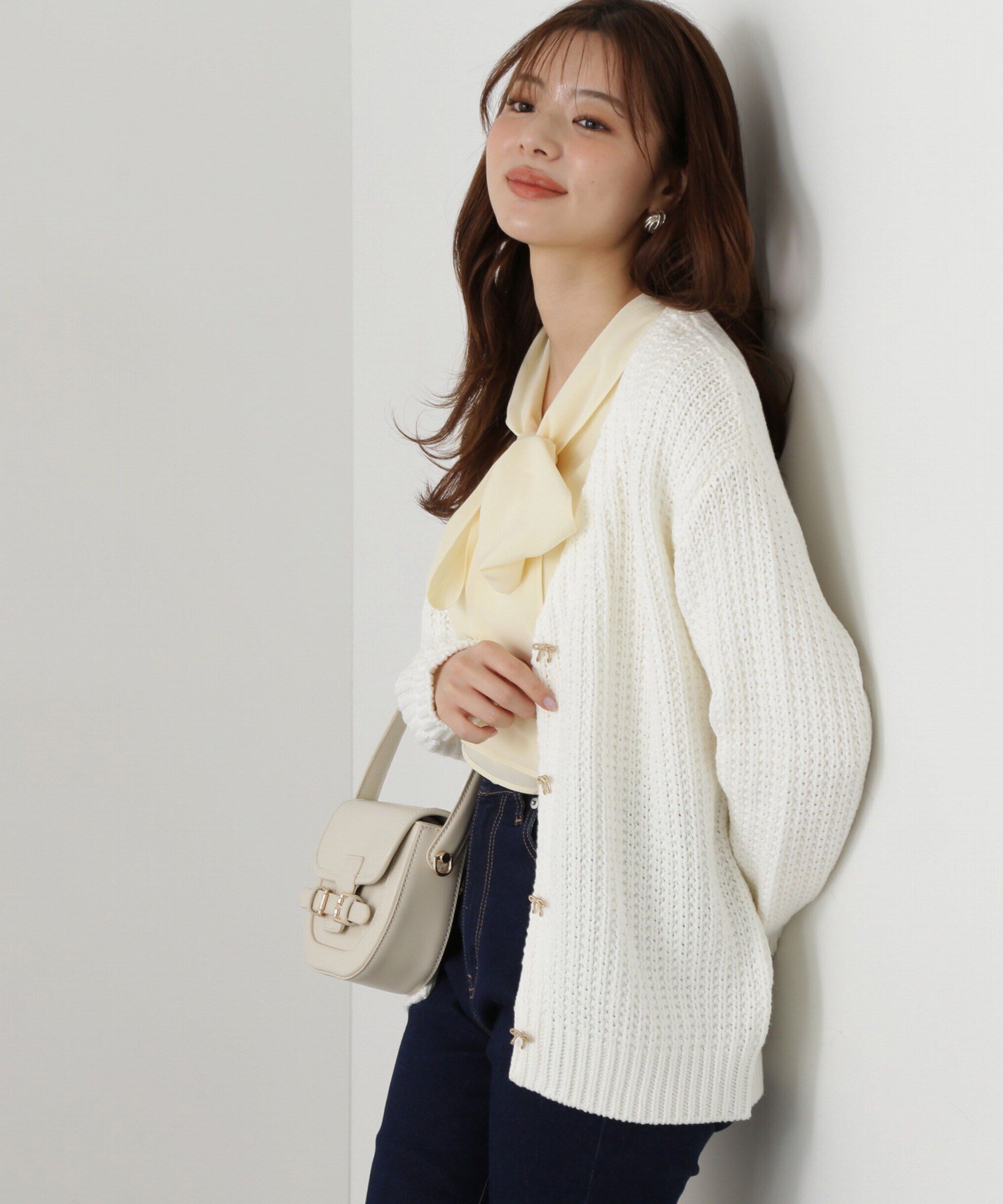 PROPORTION BODY DRESSING「透かし編みミドルカーディガン」|カーディガン|