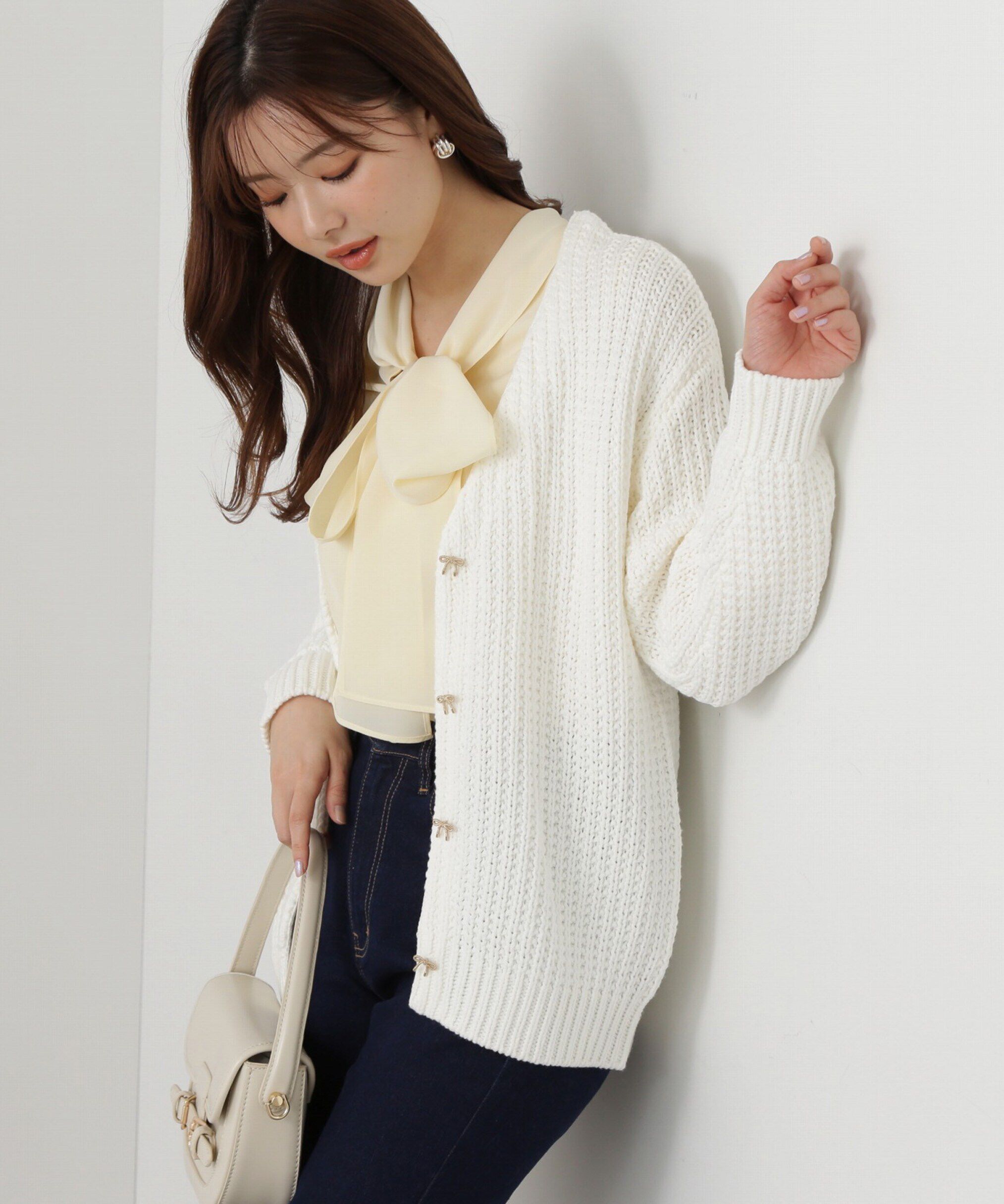 PROPORTION BODY DRESSING「透かし編みミドルカーディガン」|カーディガン|