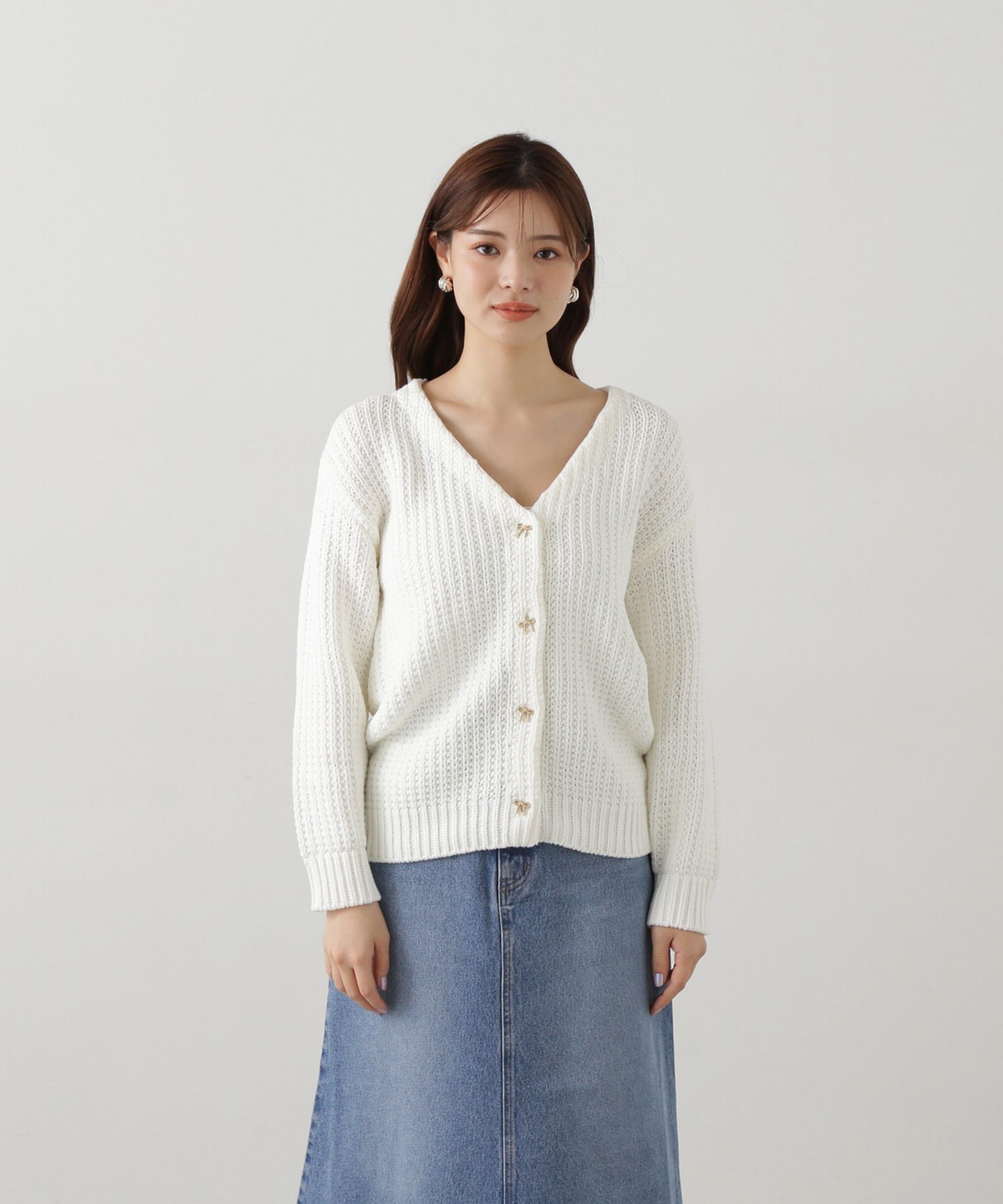 PROPORTION BODY DRESSING「透かし編みミドルカーディガン」|カーディガン|