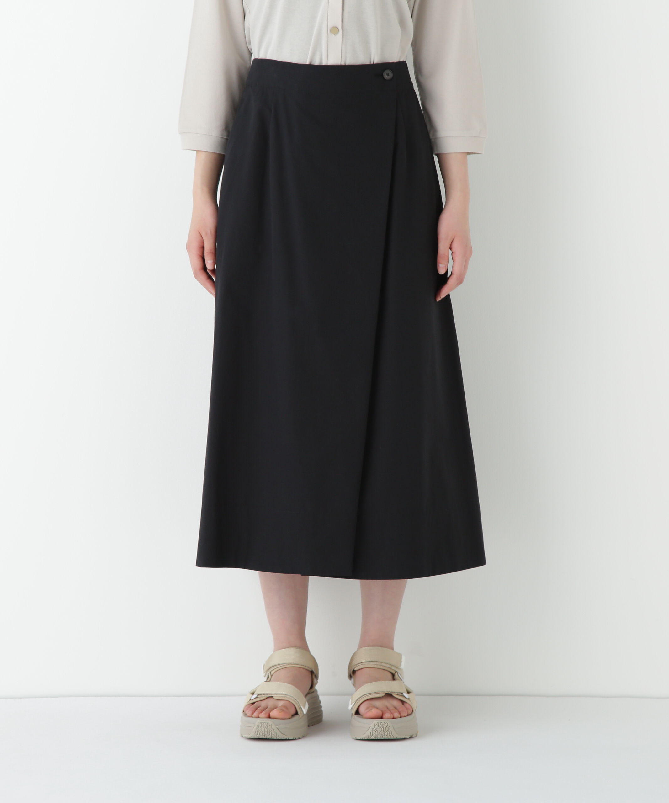  「◆コットンキュプラウェザーラップフレアースカート」|スカート|