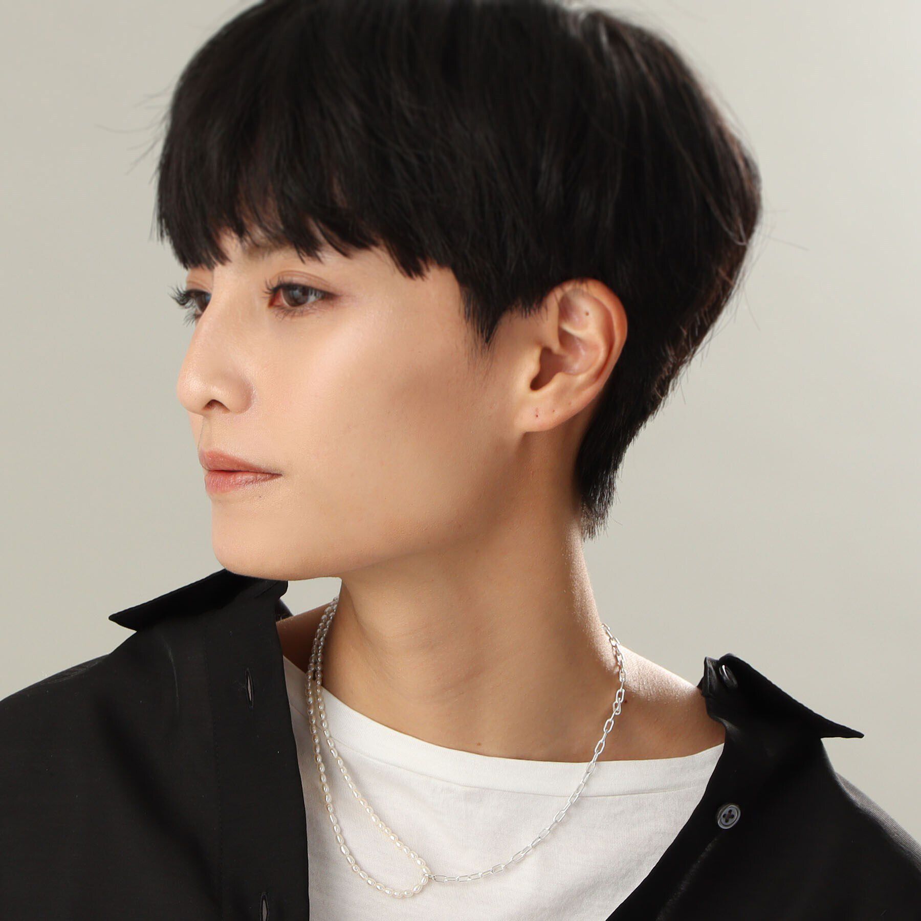 COCOSHNIK ONKITSCH「シルバー バロックパール ハーフチェーン ネックレス」|ネックレス|