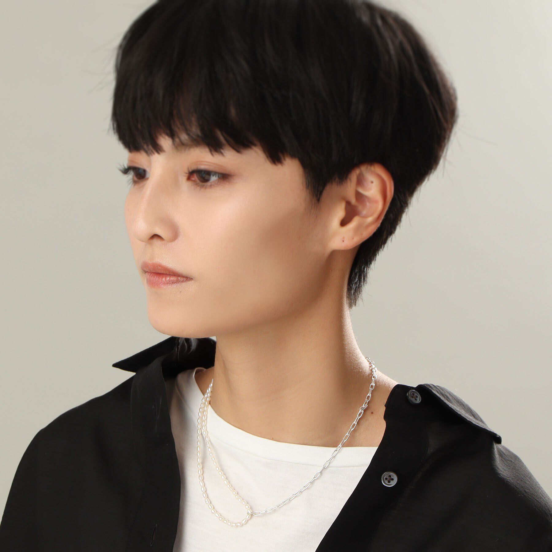 COCOSHNIK ONKITSCH「シルバー バロックパール ハーフチェーン ネックレス」|ネックレス|