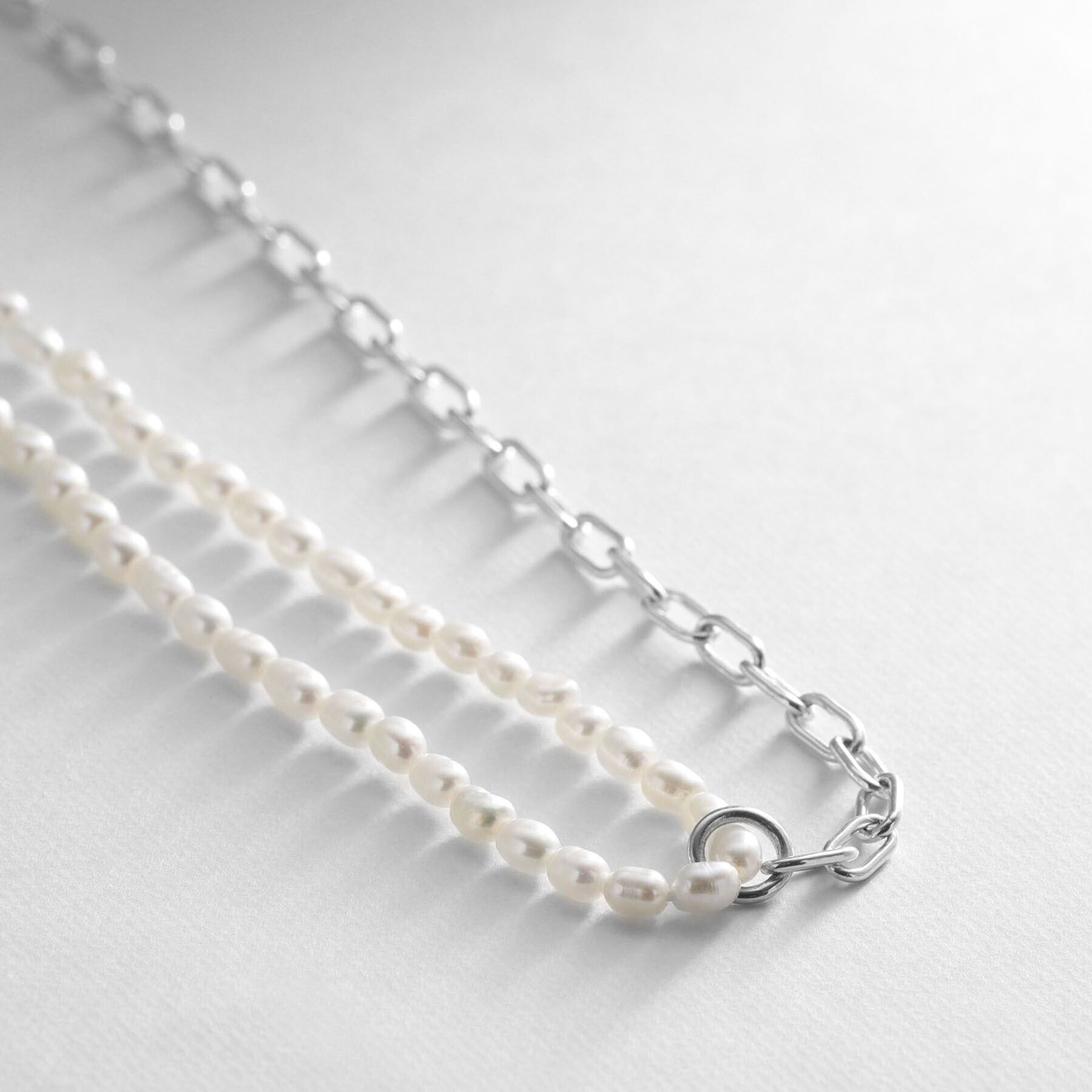 COCOSHNIK ONKITSCH「シルバー バロックパール ハーフチェーン ネックレス」|ネックレス|