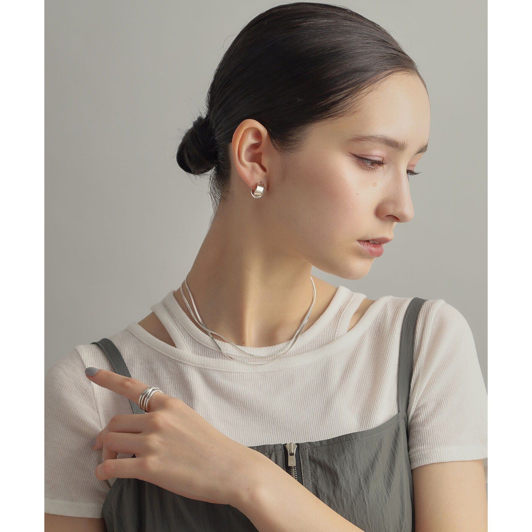 COCOSHNIK ONKITSCH「シルバー デザインチェーン フラットスネークネックレスS」|ネックレス|