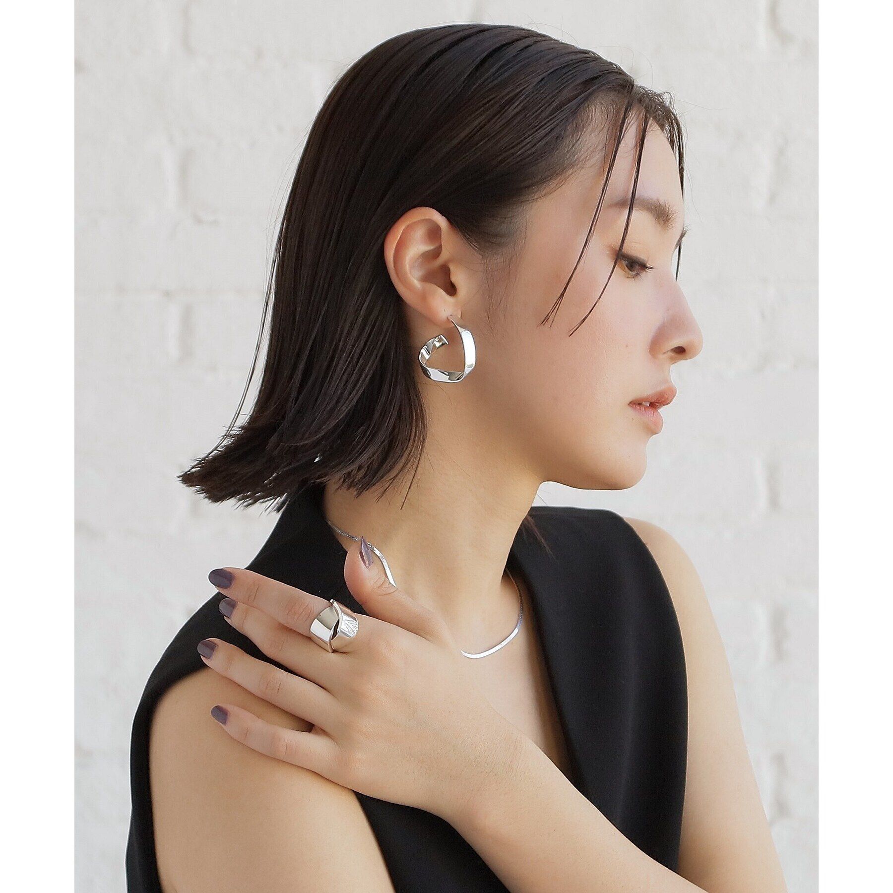 COCOSHNIK ONKITSCH「シルバー デザインチェーン フラットスネークネックレスS」|ネックレス|