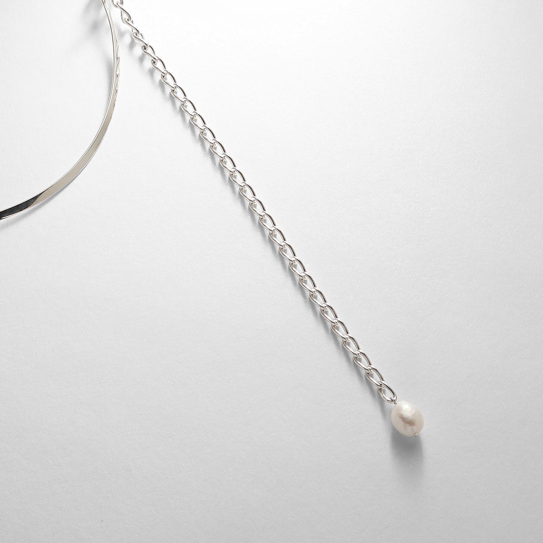 COCOSHNIK ONKITSCH「シルバー マルチチェーンネックレス メタル・パール」|ネックレス|