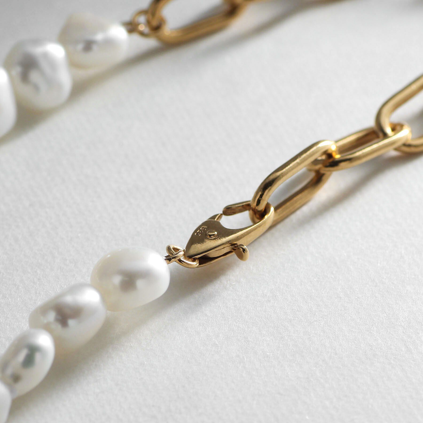 COCOSHNIK ONKITSCH「シルバー バロックパール チェーンミックス ブレスレットＬ GP」|ブレスレット・バングル|