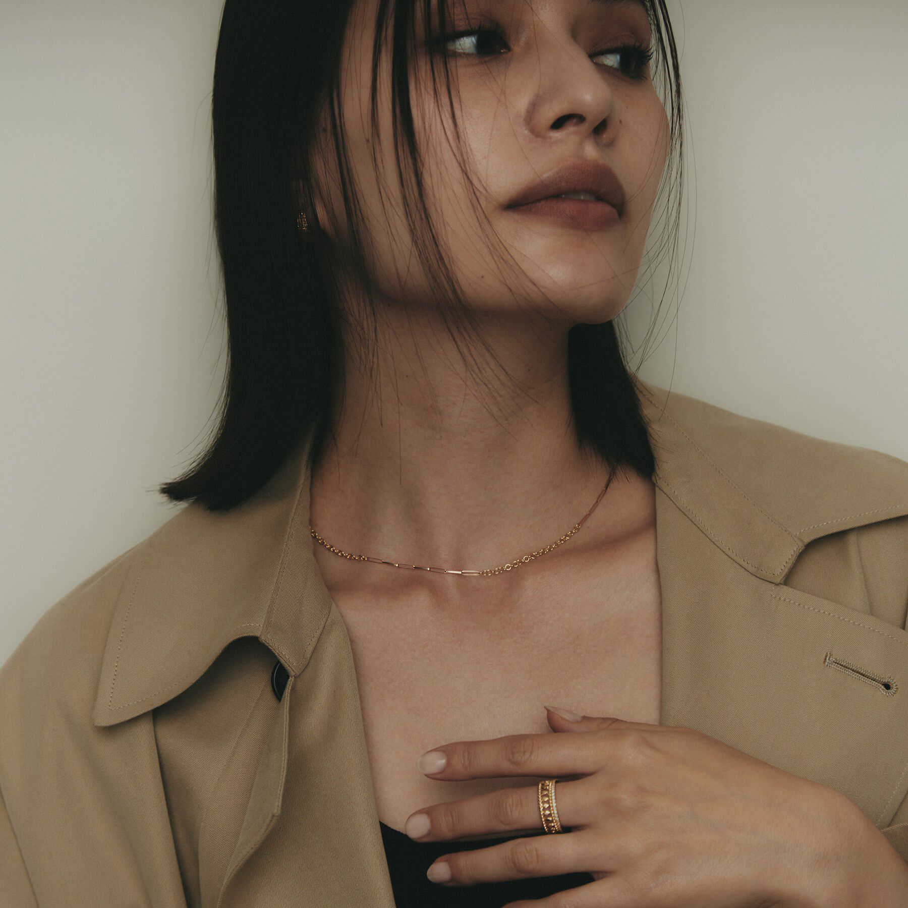 COCOSHNIK「K18リボンケーブル&times;ラウンドチェーン ネックレス」|ネックレス|