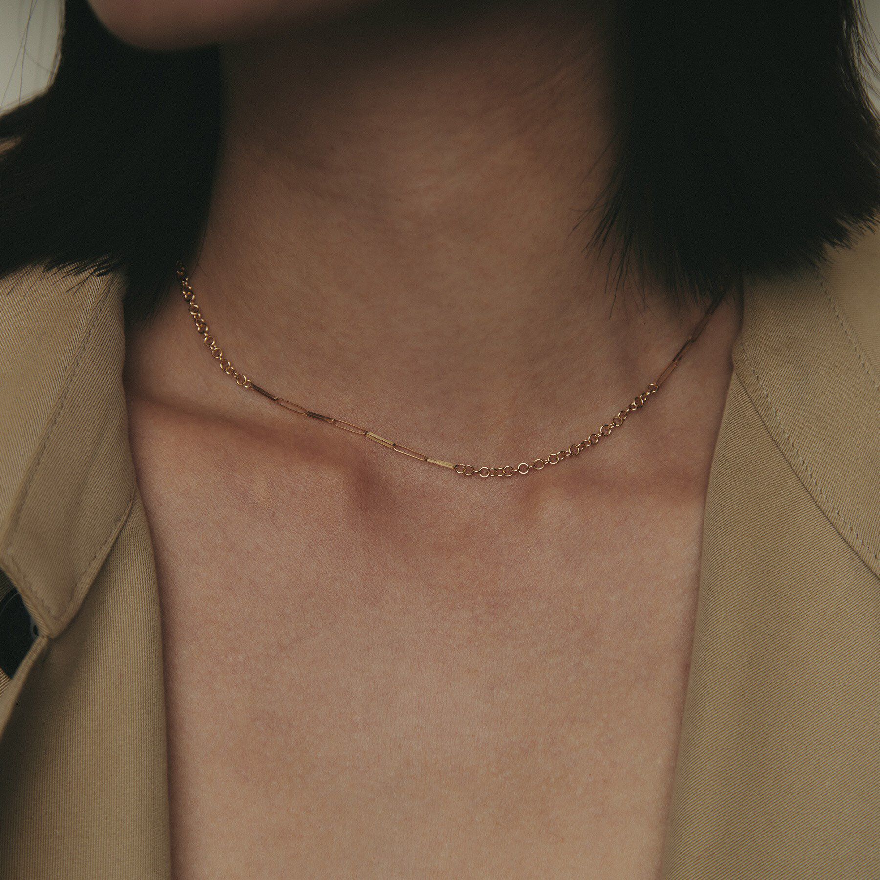 COCOSHNIK「K18リボンケーブル&times;ラウンドチェーン ネックレス」|ネックレス|