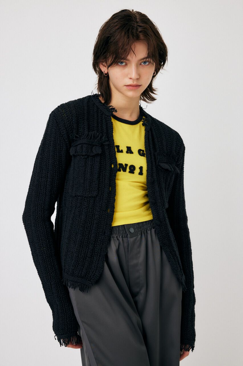 MOUSSY「FRINGE KNIT カーディガン」|カーディガン|