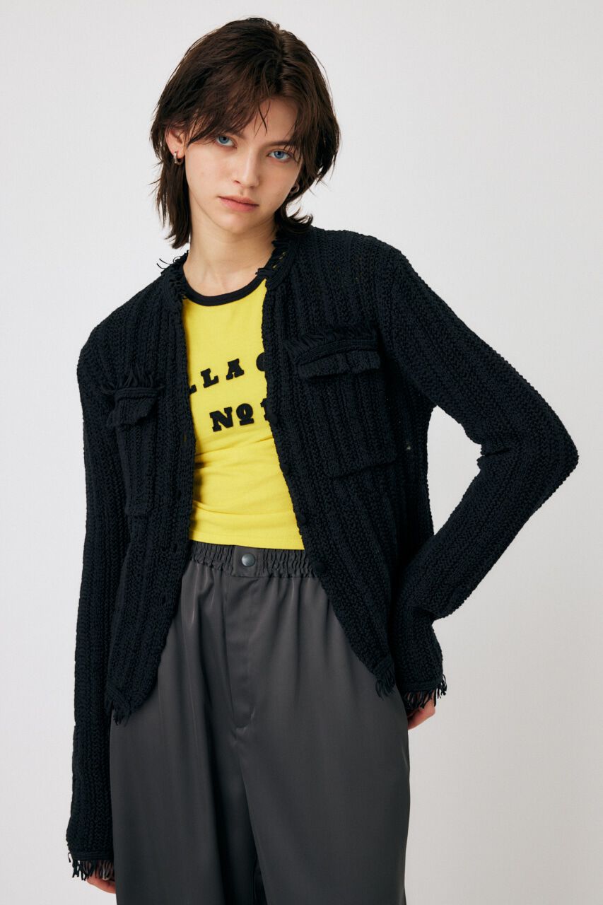 MOUSSY「FRINGE KNIT カーディガン」|カーディガン|