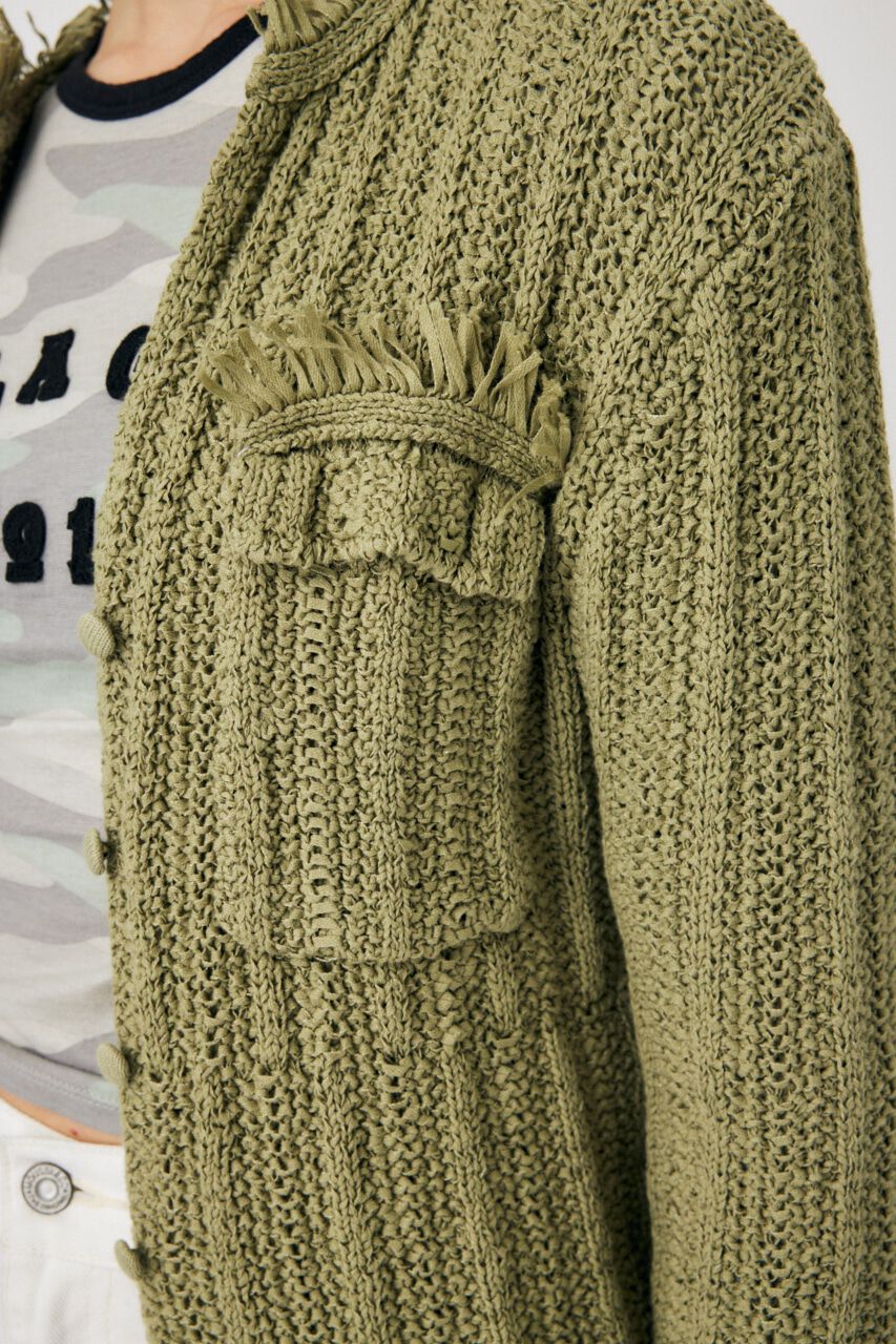 MOUSSY「FRINGE KNIT カーディガン」|カーディガン|