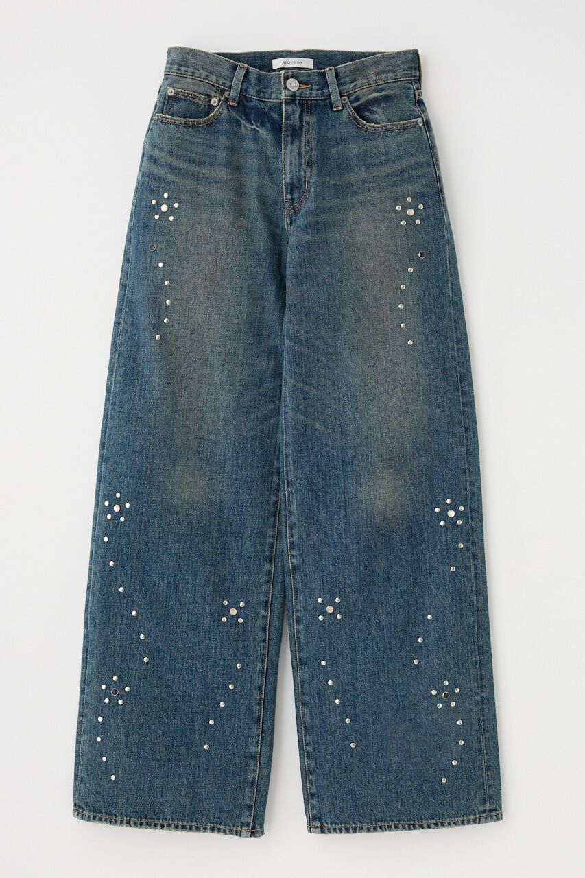 MOUSSY「FLORAL STUDDED バギー」|デニム|