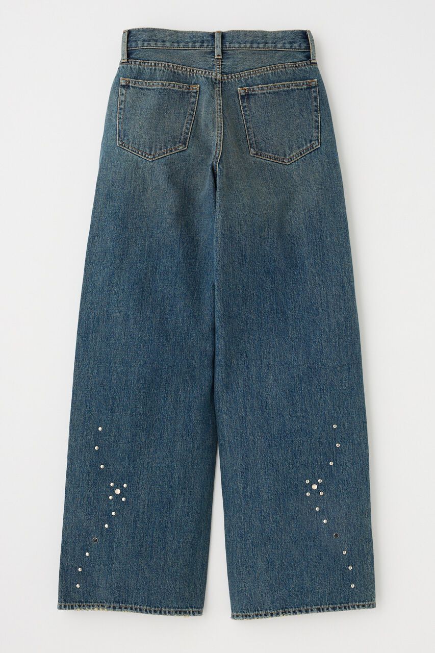 MOUSSY「FLORAL STUDDED バギー」|デニム|