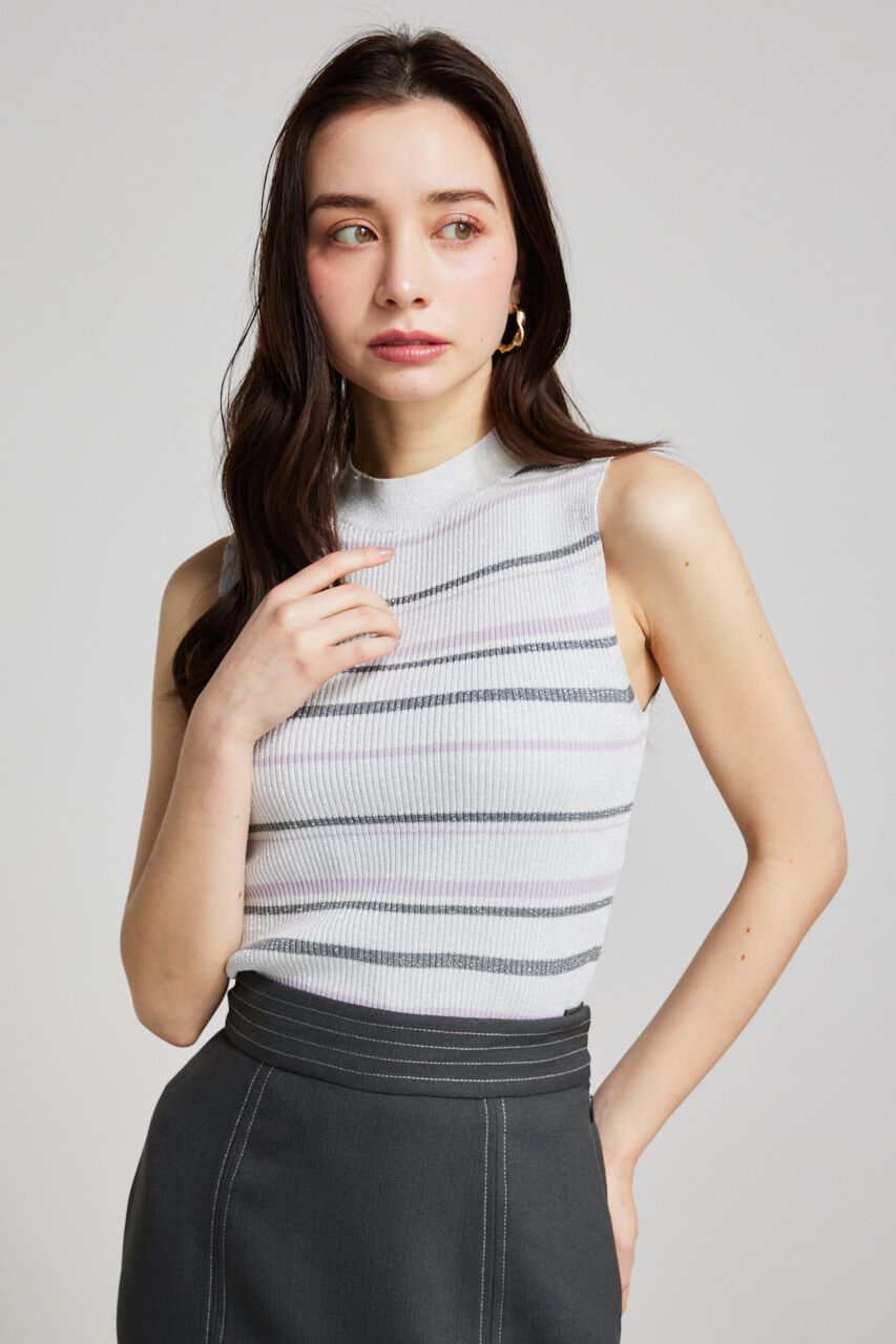 rienda「スリーブレスラメウォッシャブルKnit TOP」|ニット・セーター|柄WHT5