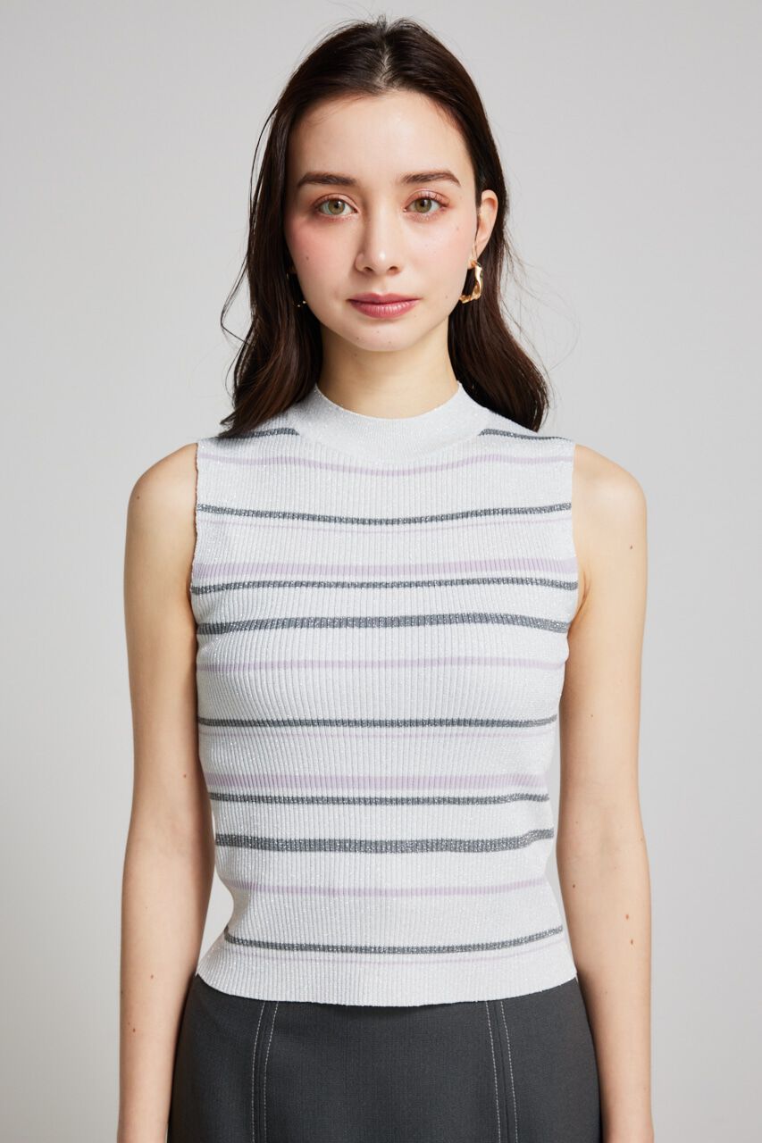 rienda「スリーブレスラメウォッシャブルKnit TOP」|ニット・セーター|