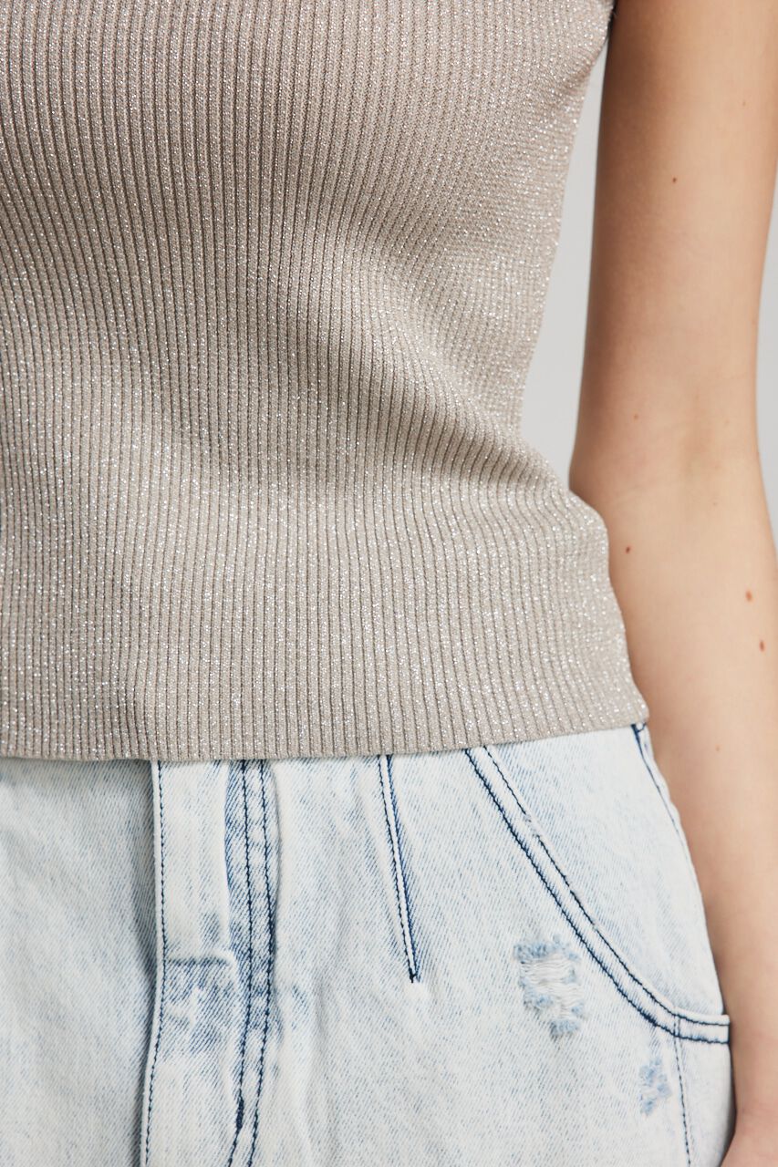 rienda「スリーブレスラメウォッシャブルKnit TOP」|ニット・セーター|