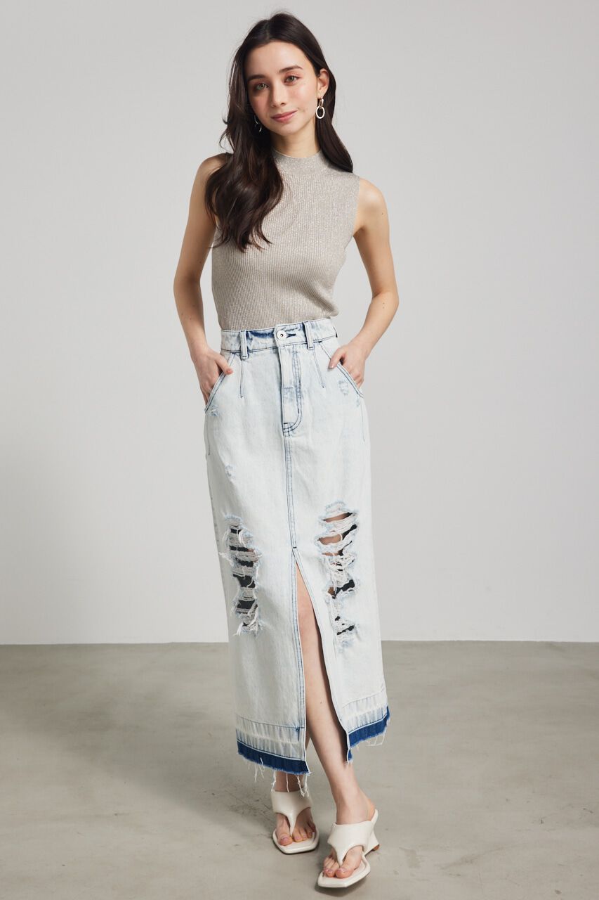 rienda「スリーブレスラメウォッシャブルKnit TOP」|ニット・セーター|