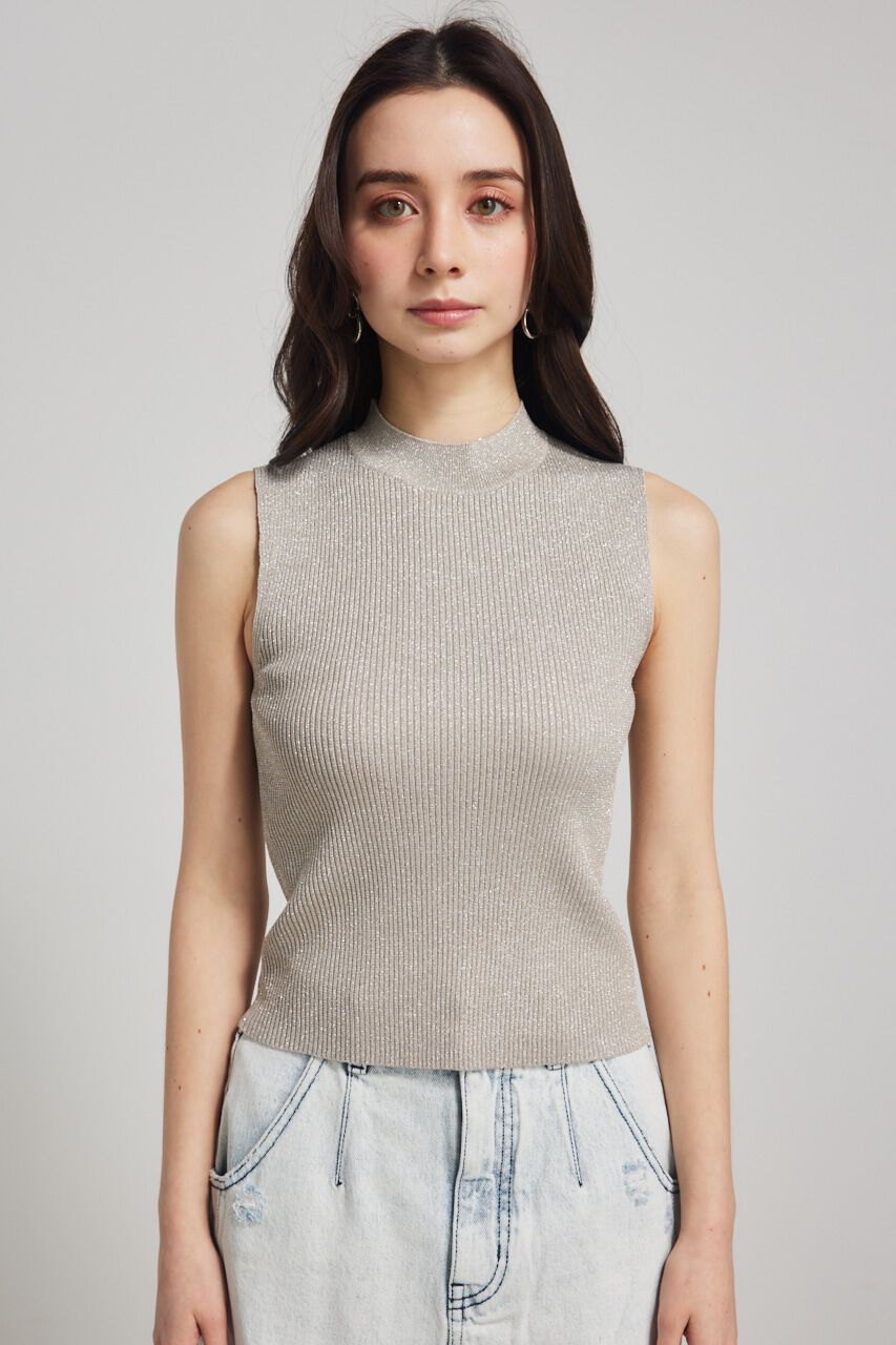 rienda「スリーブレスラメウォッシャブルKnit TOP」|ニット・セーター|