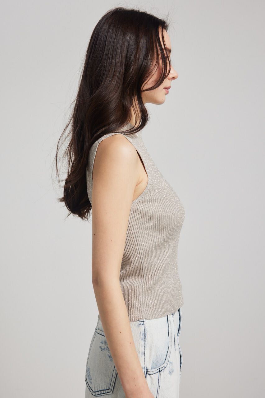 rienda「スリーブレスラメウォッシャブルKnit TOP」|ニット・セーター|