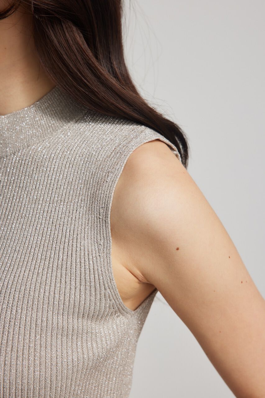 rienda「スリーブレスラメウォッシャブルKnit TOP」|ニット・セーター|