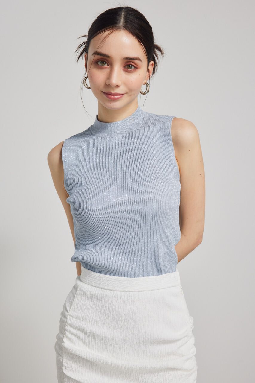 rienda「スリーブレスラメウォッシャブルKnit TOP」|ニット・セーター|