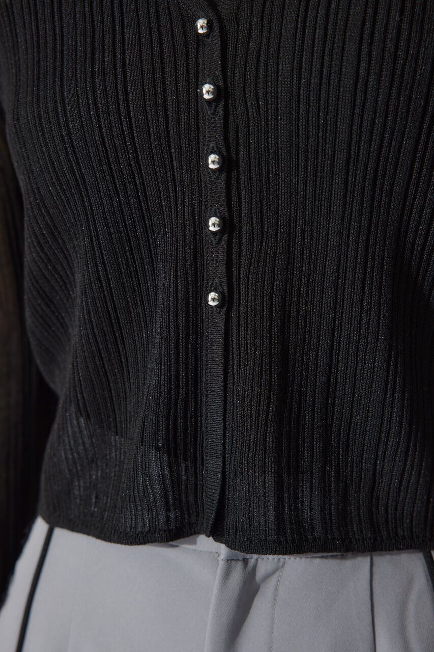 rienda「ランダムリブシアーニットカーディガントップス」|カーディガン|